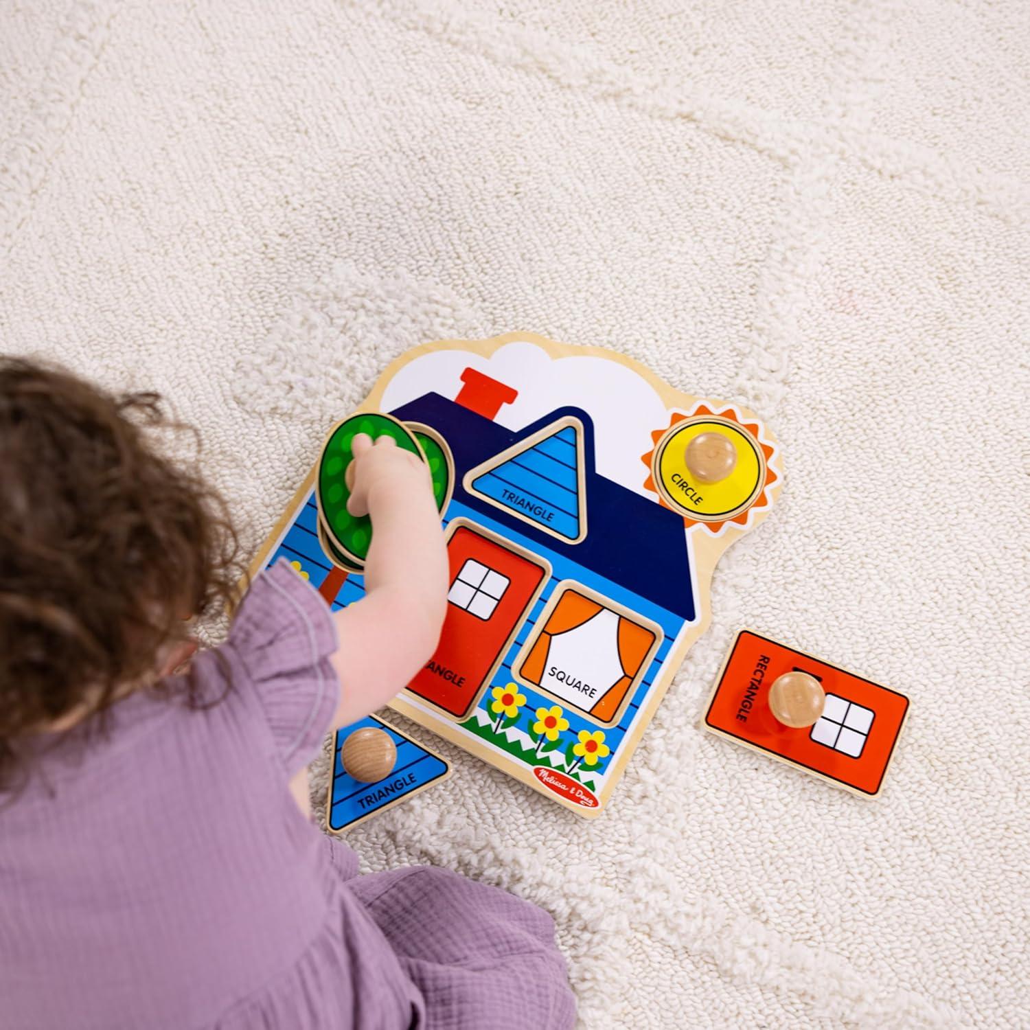 imageMelissa ampamp Doug Pets Jumbo Peg Wooden Puzzle Animal Puzzles Peg Puzzles for Toddlers Ages 1Shapes