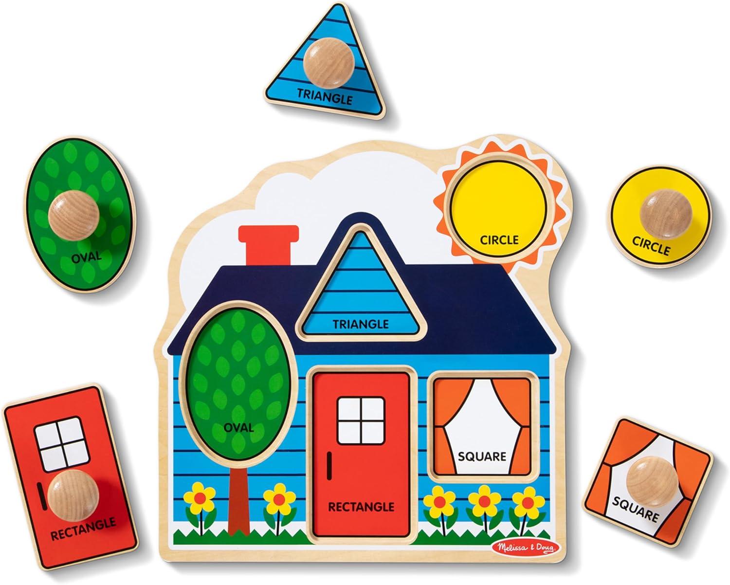 imageMelissa ampamp Doug Pets Jumbo Peg Wooden Puzzle Animal Puzzles Peg Puzzles for Toddlers Ages 1Shapes