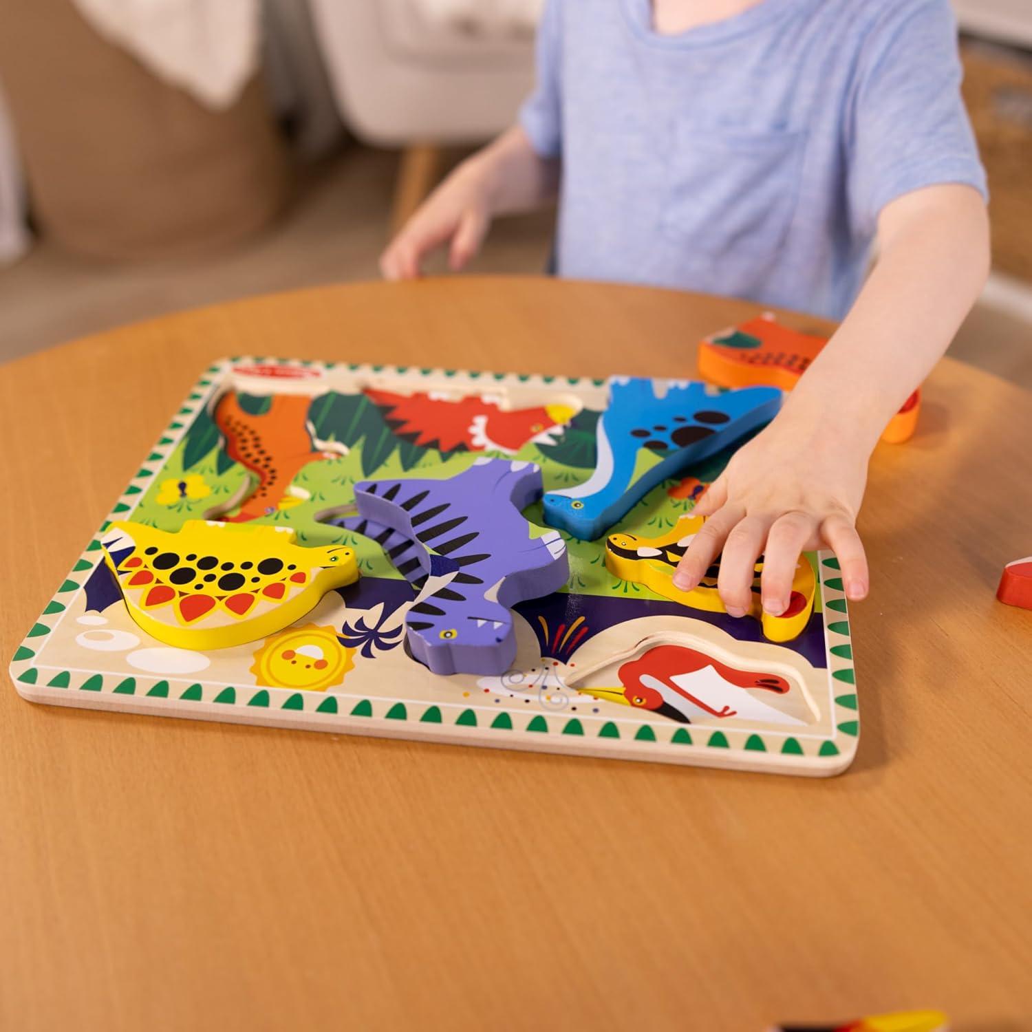 imageMelissa ampamp Doug Pets Wooden Chunky Puzzle 8 pcs Educational Screen Free Activity for Toddler Preschoolers and Kids Ages 2Dinosaur