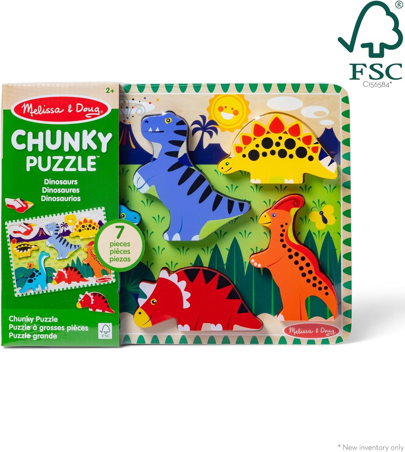 imageMelissa ampamp Doug Pets Wooden Chunky Puzzle 8 pcs Educational Screen Free Activity for Toddler Preschoolers and Kids Ages 2Dinosaur