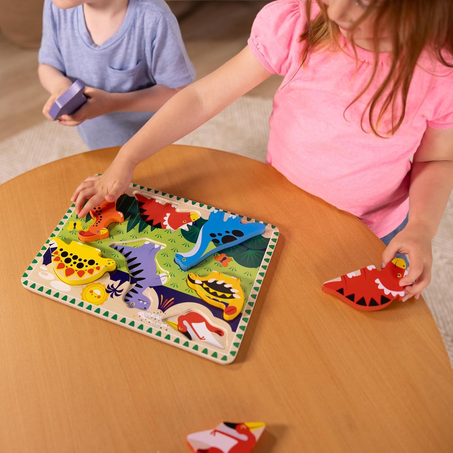 imageMelissa ampamp Doug Pets Wooden Chunky Puzzle 8 pcs Educational Screen Free Activity for Toddler Preschoolers and Kids Ages 2Dinosaur