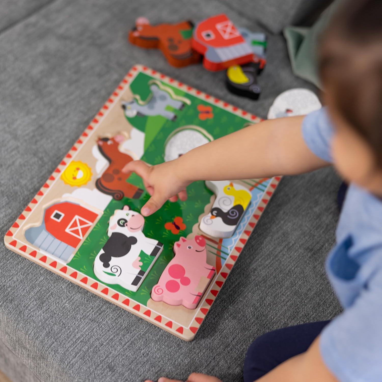 imageMelissa ampamp Doug Pets Wooden Chunky Puzzle 8 pcs Educational Screen Free Activity for Toddler Preschoolers and Kids Ages 2Farm