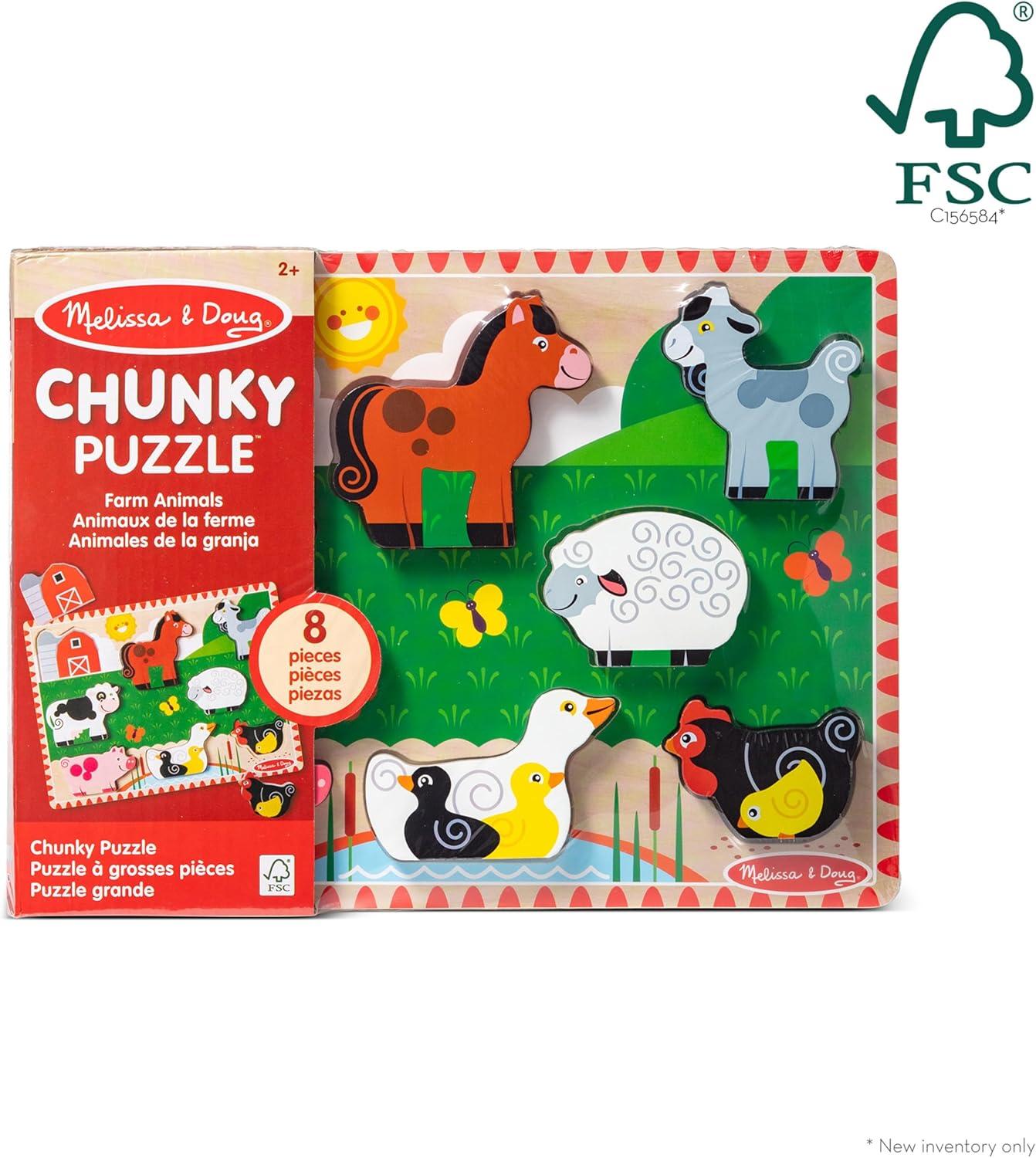 imageMelissa ampamp Doug Pets Wooden Chunky Puzzle 8 pcs Educational Screen Free Activity for Toddler Preschoolers and Kids Ages 2Farm