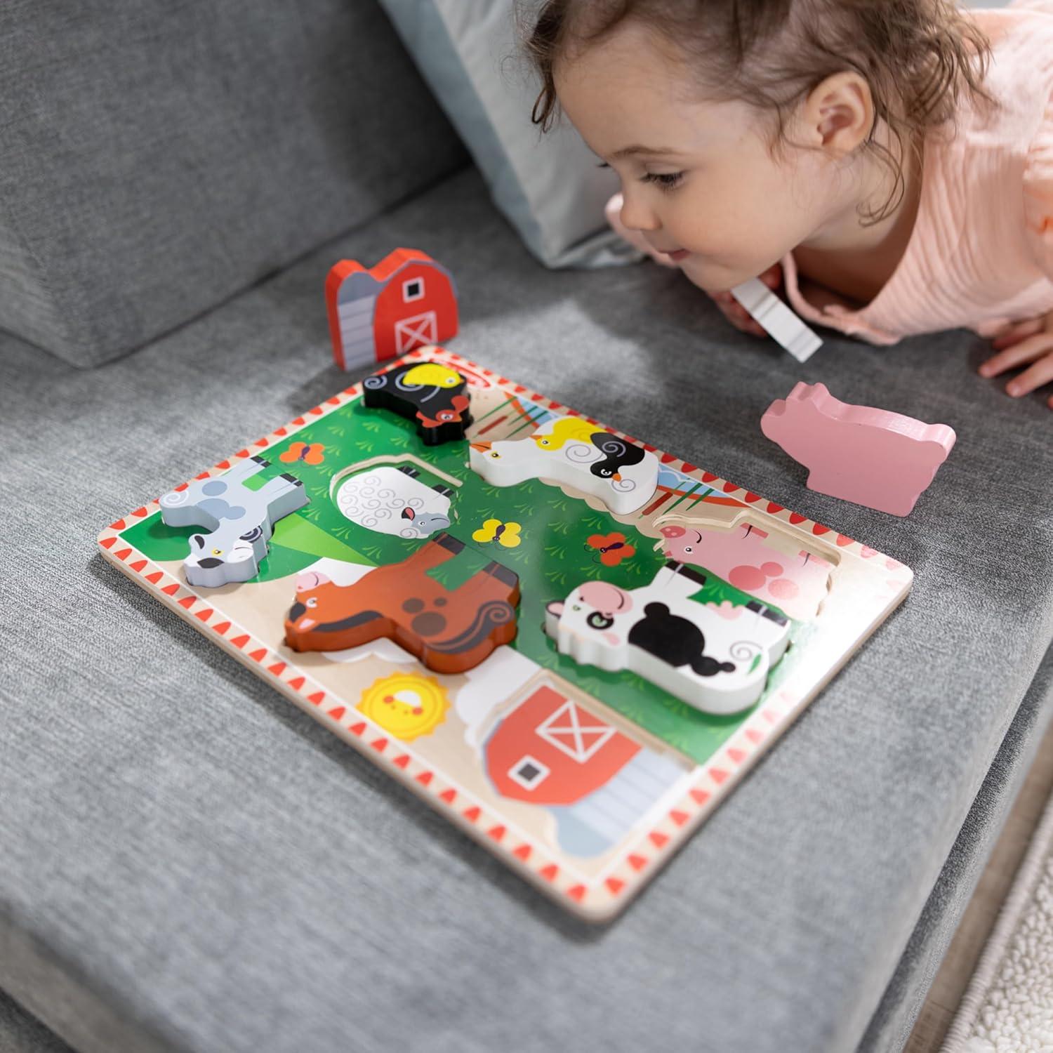 imageMelissa ampamp Doug Pets Wooden Chunky Puzzle 8 pcs Educational Screen Free Activity for Toddler Preschoolers and Kids Ages 2Farm