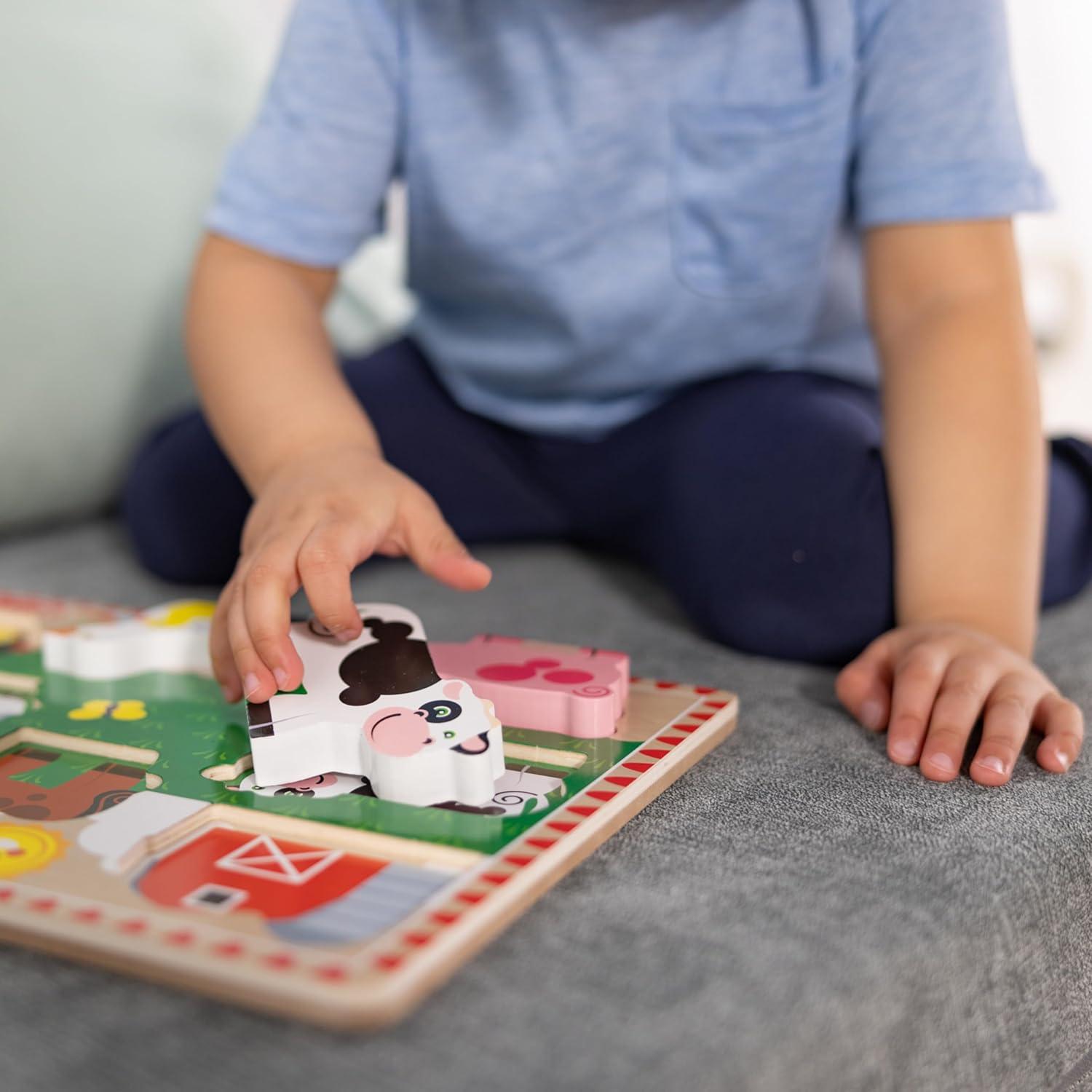 imageMelissa ampamp Doug Pets Wooden Chunky Puzzle 8 pcs Educational Screen Free Activity for Toddler Preschoolers and Kids Ages 2Farm