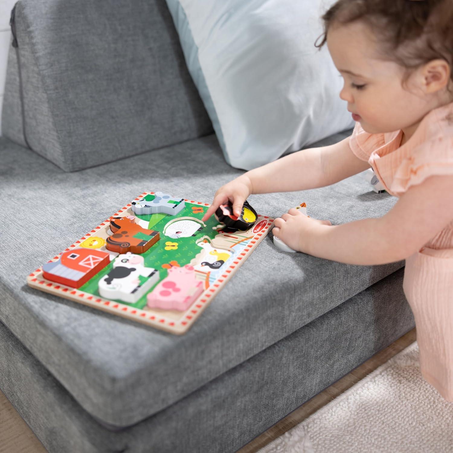 imageMelissa ampamp Doug Pets Wooden Chunky Puzzle 8 pcs Educational Screen Free Activity for Toddler Preschoolers and Kids Ages 2Farm