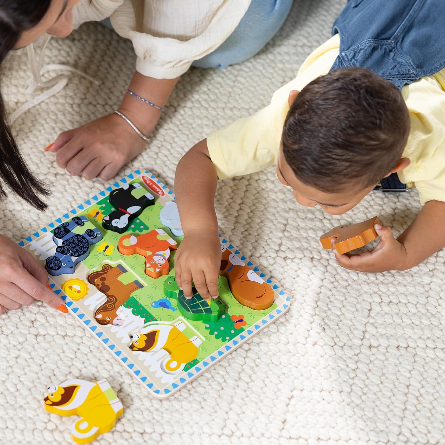 imageMelissa ampamp Doug Pets Wooden Chunky Puzzle 8 pcs Educational Screen Free Activity for Toddler Preschoolers and Kids Ages 2Pets