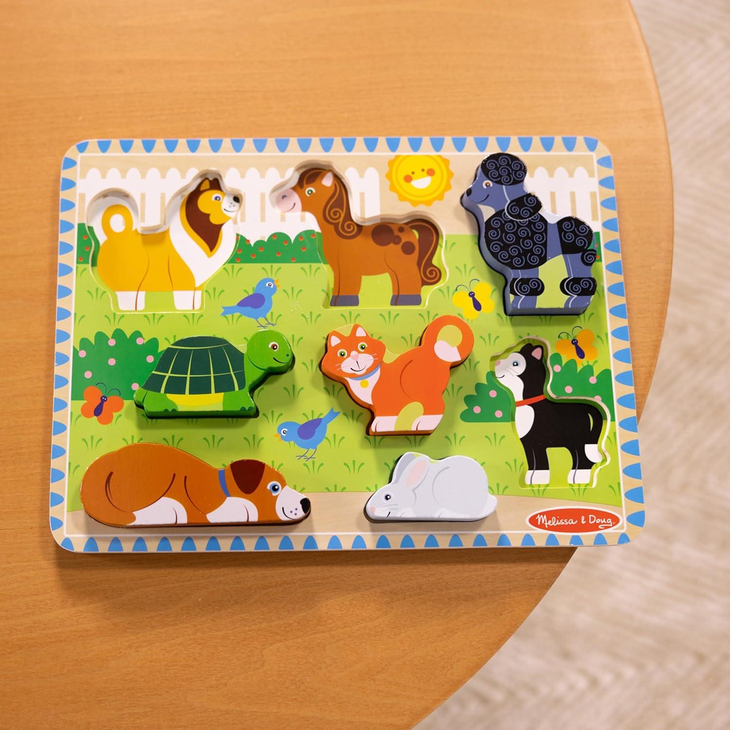 imageMelissa ampamp Doug Pets Wooden Chunky Puzzle 8 pcs Educational Screen Free Activity for Toddler Preschoolers and Kids Ages 2Pets
