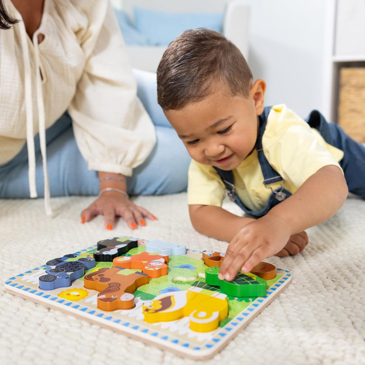 imageMelissa ampamp Doug Pets Wooden Chunky Puzzle 8 pcs Educational Screen Free Activity for Toddler Preschoolers and Kids Ages 2Pets