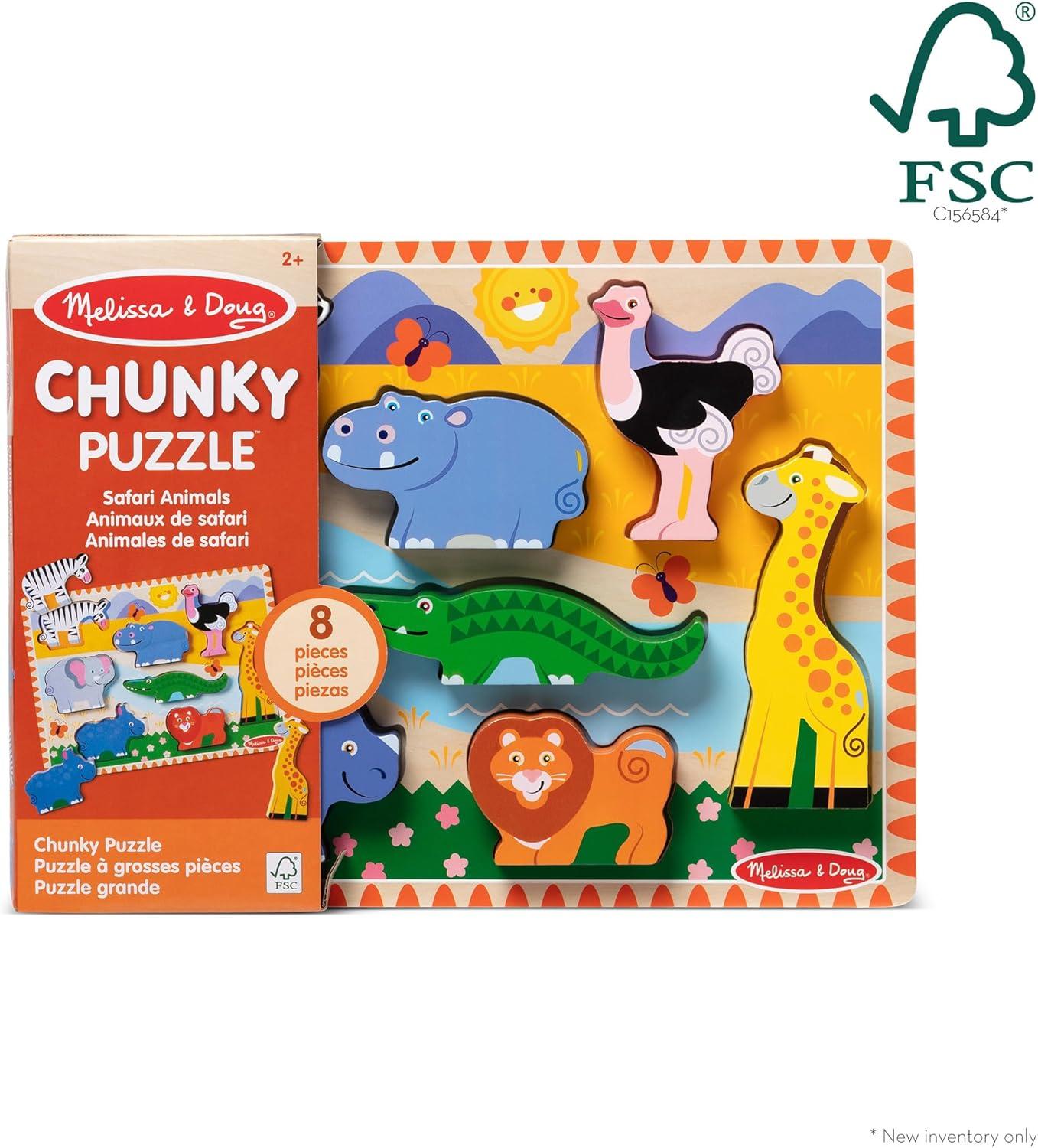 imageMelissa ampamp Doug Pets Wooden Chunky Puzzle 8 pcs Educational Screen Free Activity for Toddler Preschoolers and Kids Ages 2Safari