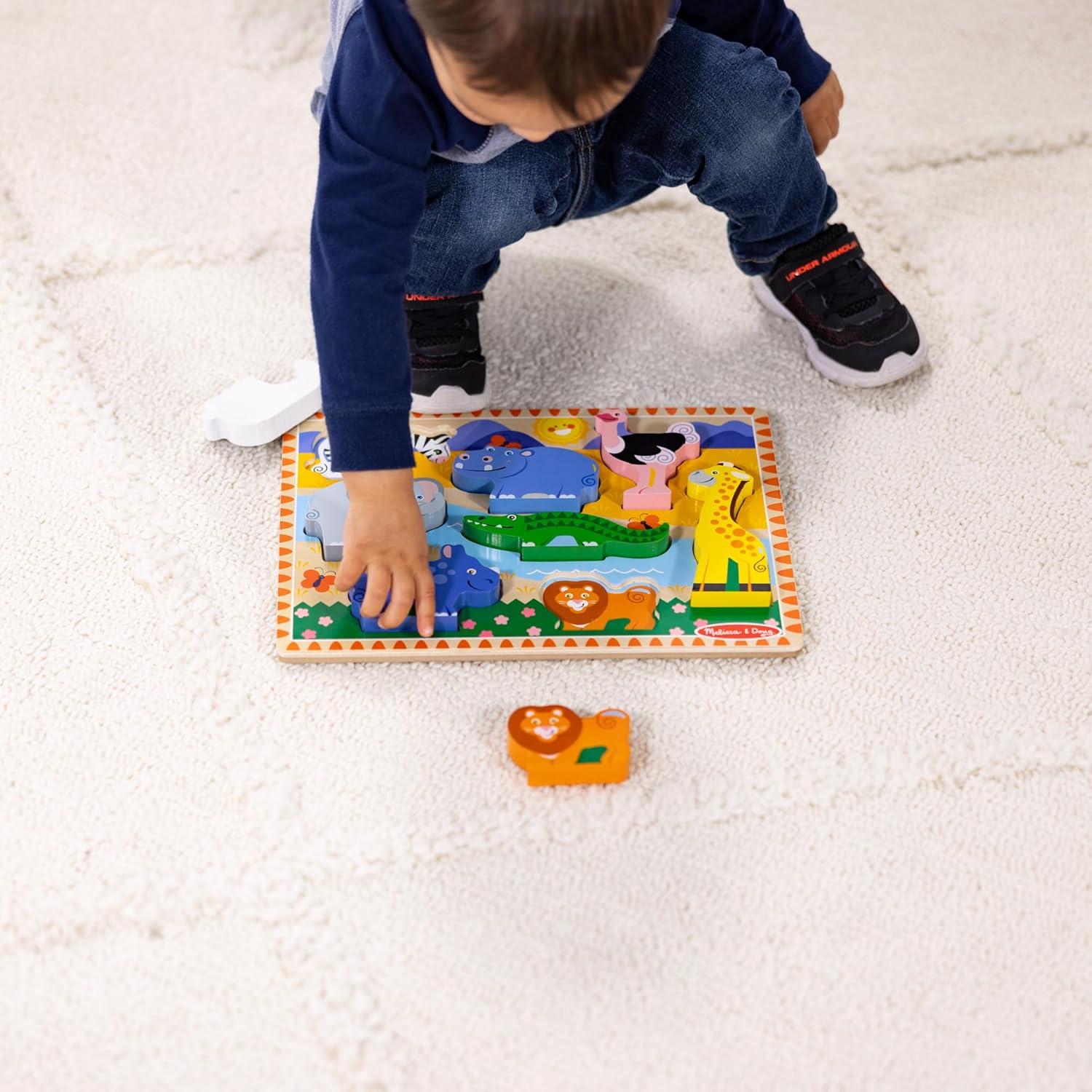 imageMelissa ampamp Doug Pets Wooden Chunky Puzzle 8 pcs Educational Screen Free Activity for Toddler Preschoolers and Kids Ages 2Safari
