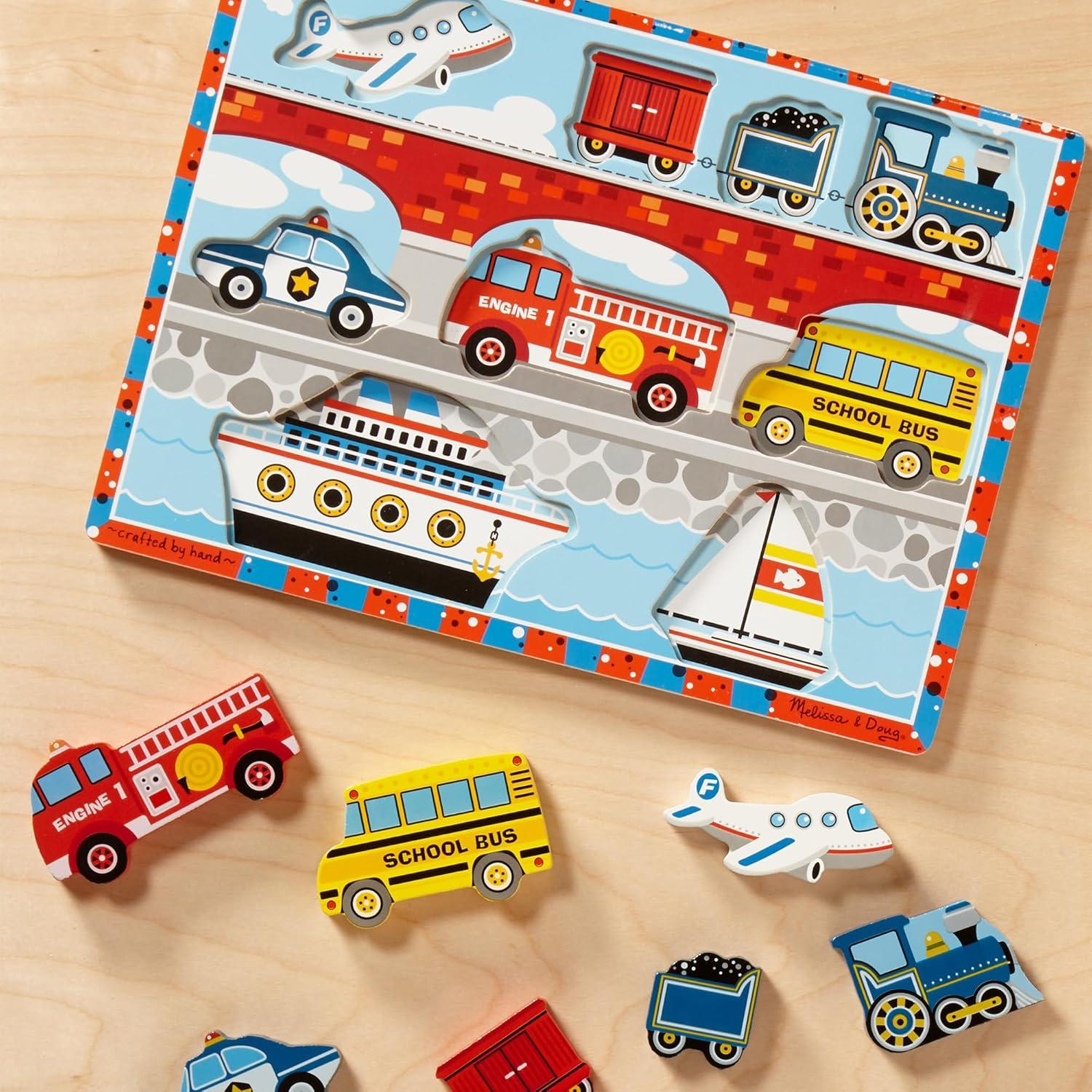 imageMelissa ampamp Doug Pets Wooden Chunky Puzzle 8 pcs Educational Screen Free Activity for Toddler Preschoolers and Kids Ages 2Vehicles