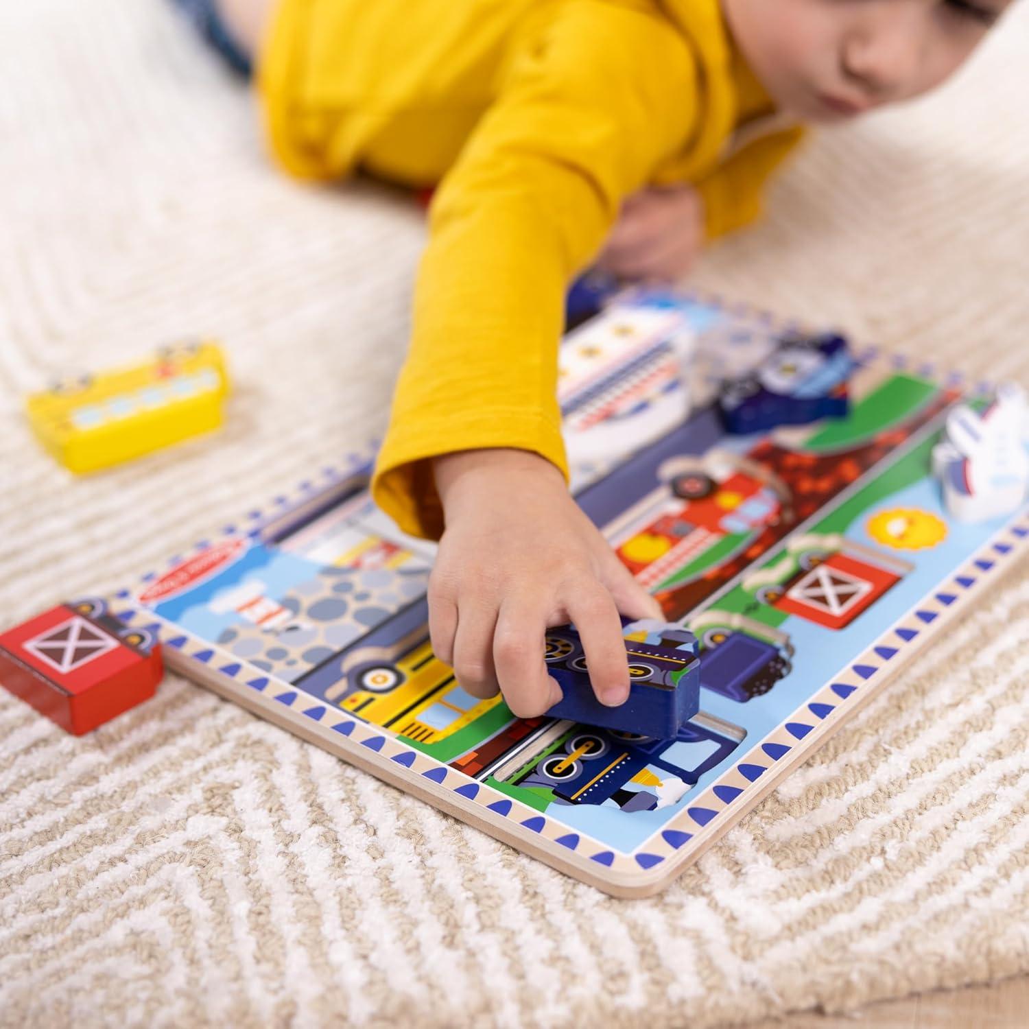 imageMelissa ampamp Doug Pets Wooden Chunky Puzzle 8 pcs Educational Screen Free Activity for Toddler Preschoolers and Kids Ages 2Vehicles