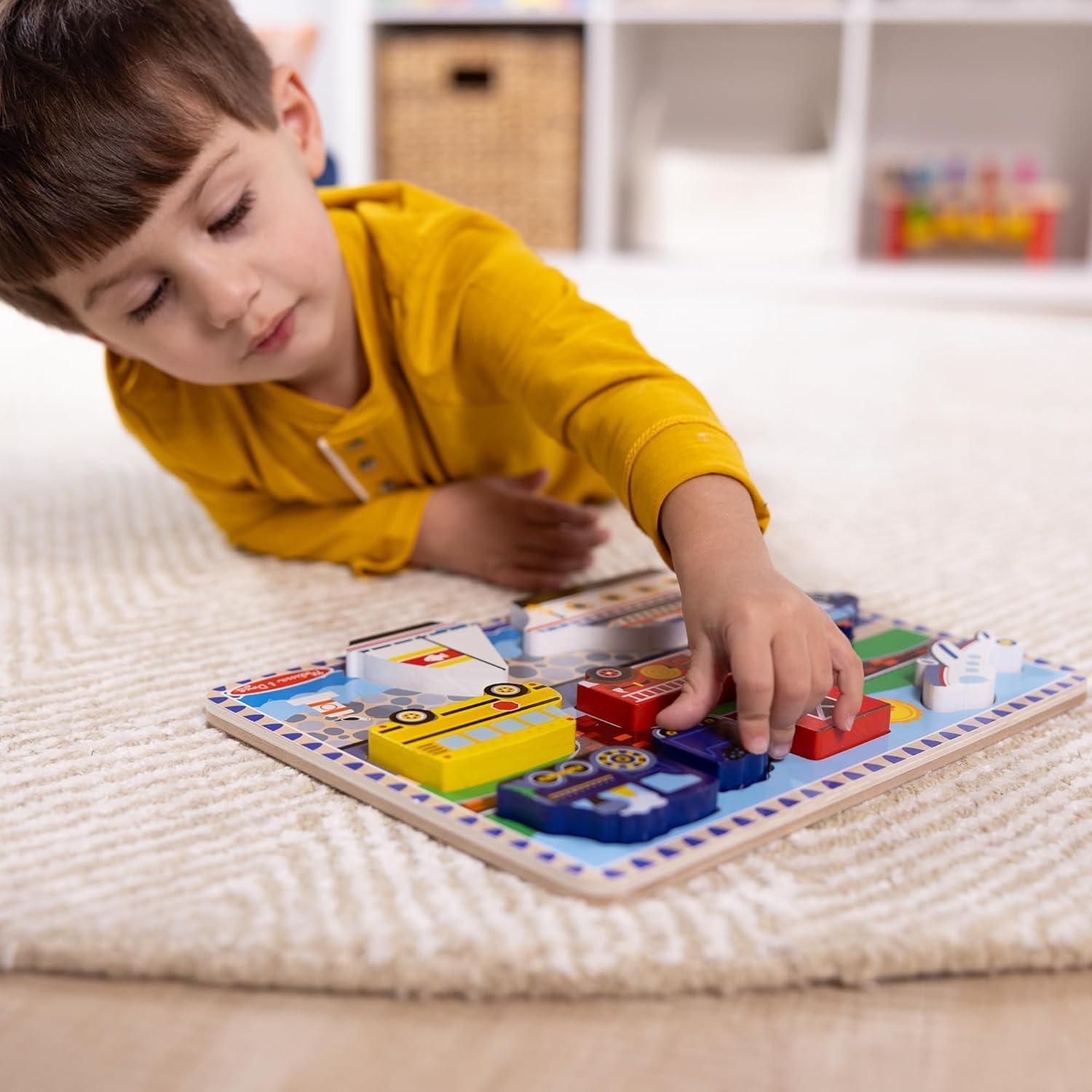 imageMelissa ampamp Doug Pets Wooden Chunky Puzzle 8 pcs Educational Screen Free Activity for Toddler Preschoolers and Kids Ages 2Vehicles