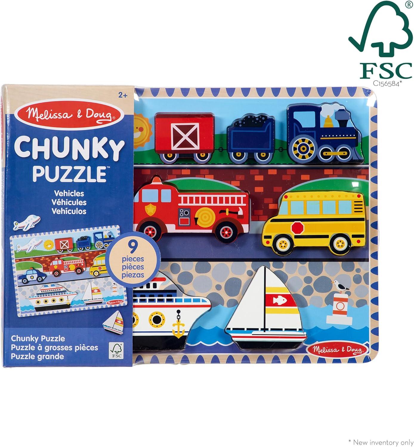 imageMelissa ampamp Doug Pets Wooden Chunky Puzzle 8 pcs Educational Screen Free Activity for Toddler Preschoolers and Kids Ages 2Vehicles