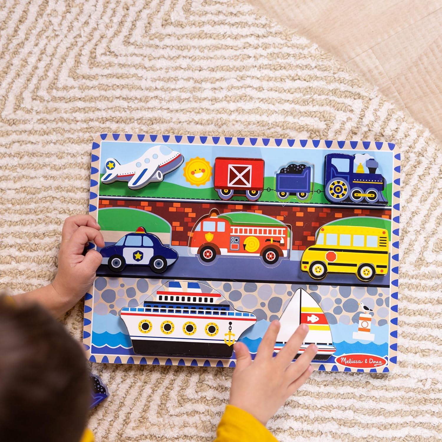 imageMelissa ampamp Doug Pets Wooden Chunky Puzzle 8 pcs Educational Screen Free Activity for Toddler Preschoolers and Kids Ages 2Vehicles