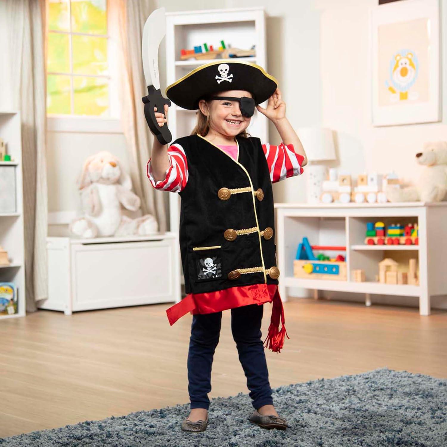 imageMelissa ampamp Doug Pirate Role Play Costume DressUp Set With Hat Sword and Eye PatchFrustrationfree Packaging