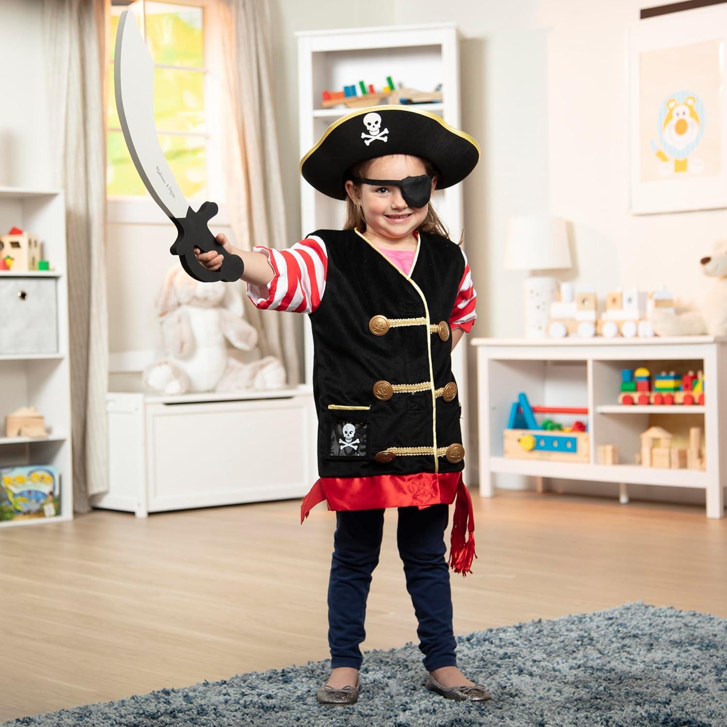 imageMelissa ampamp Doug Pirate Role Play Costume DressUp Set With Hat Sword and Eye PatchFrustrationfree Packaging