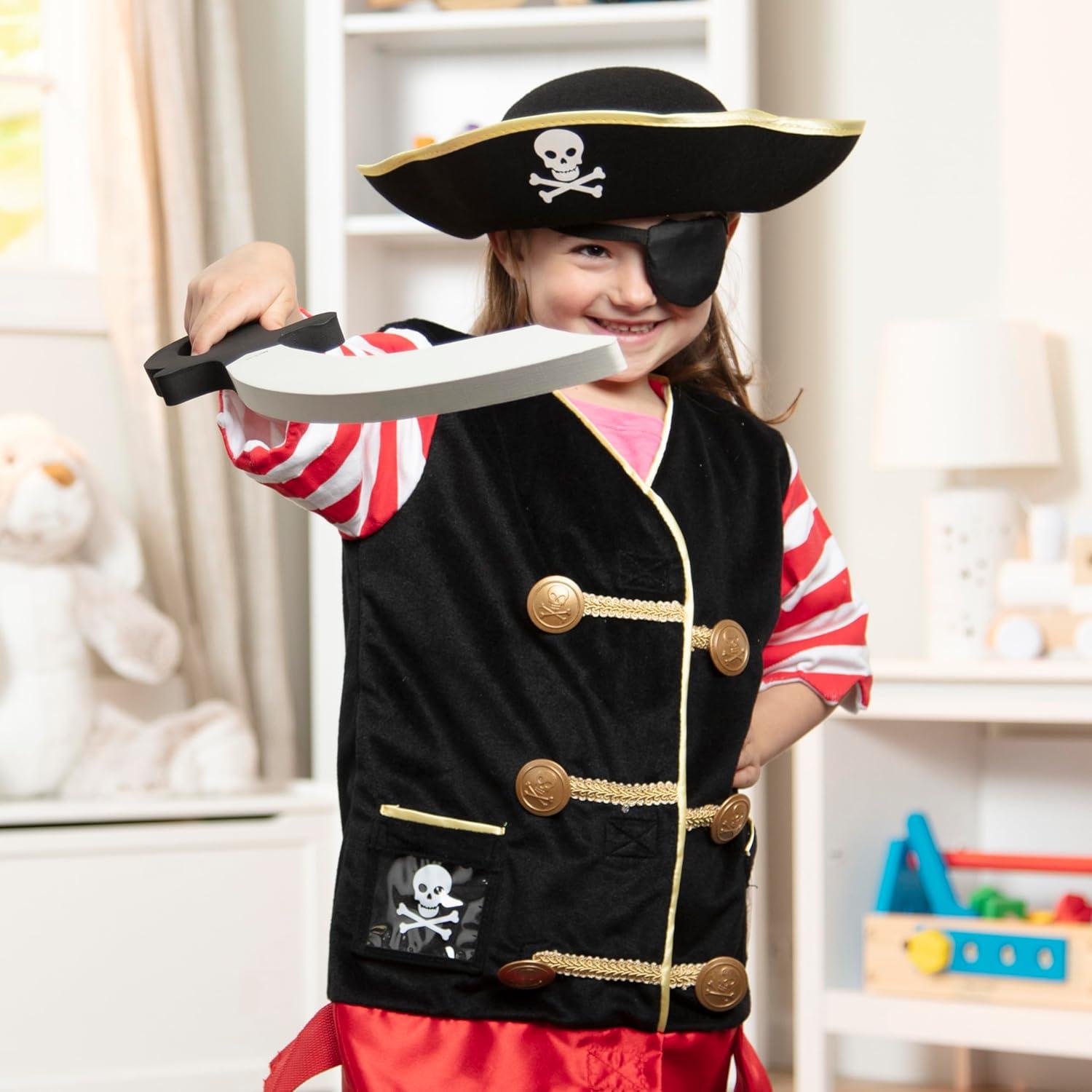 imageMelissa ampamp Doug Pirate Role Play Costume DressUp Set With Hat Sword and Eye PatchFrustrationfree Packaging