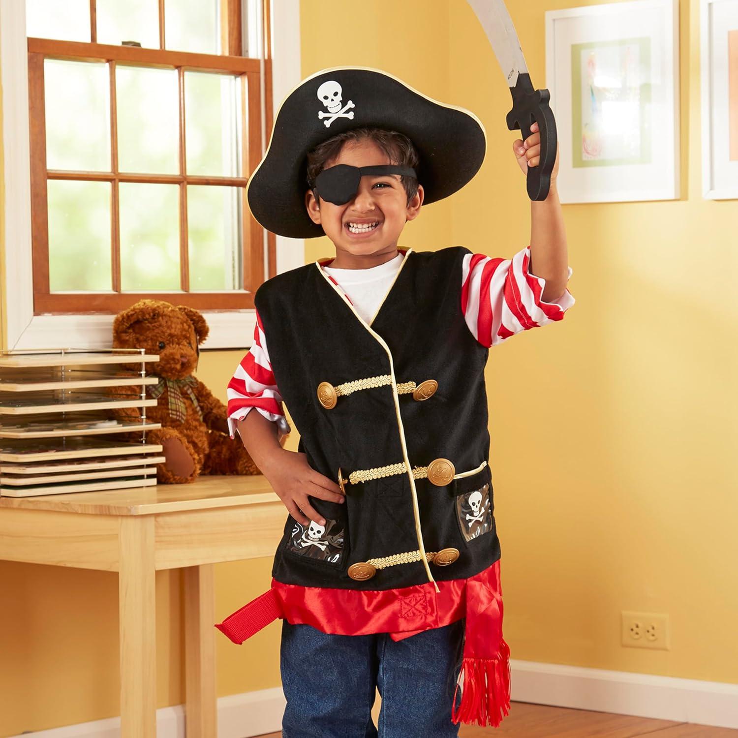 imageMelissa ampamp Doug Pirate Role Play Costume DressUp Set With Hat Sword and Eye PatchFrustrationfree Packaging
