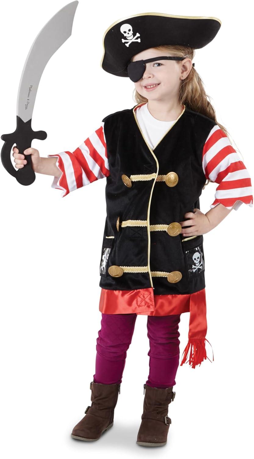imageMelissa ampamp Doug Pirate Role Play Costume DressUp Set With Hat Sword and Eye PatchFrustrationfree Packaging