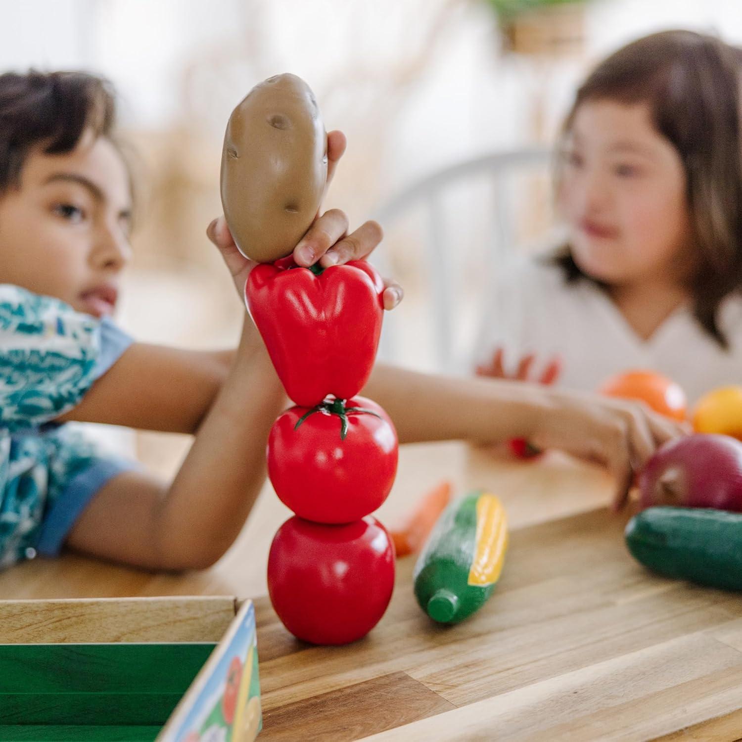 imageMelissa ampamp Doug PlayTime Produce Fruit 9 pcs and Vegetables 7 pcs Realistic Play Food