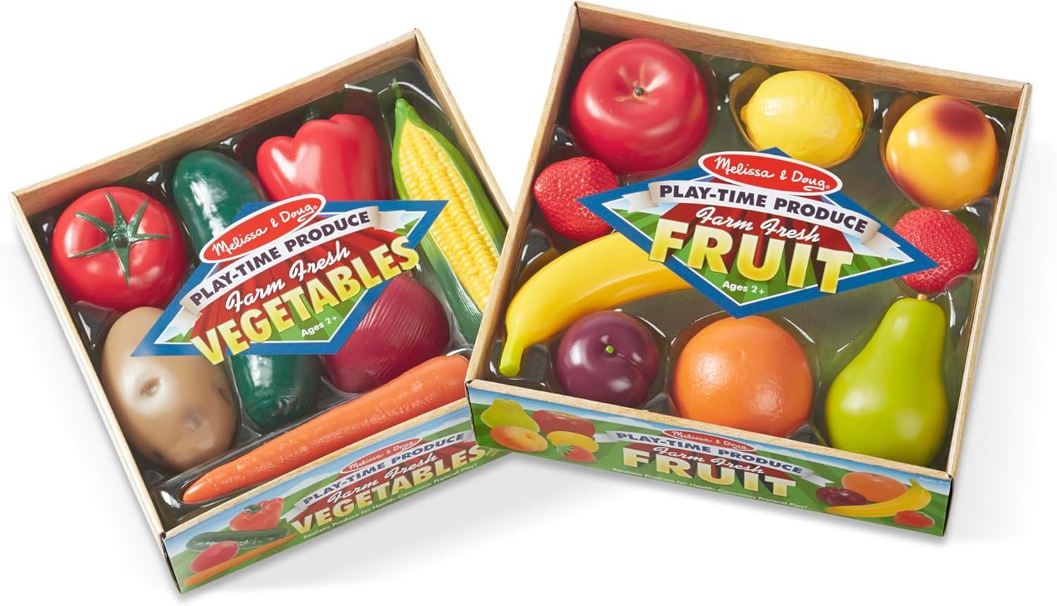 imageMelissa ampamp Doug PlayTime Produce Fruit 9 pcs and Vegetables 7 pcs Realistic Play Food