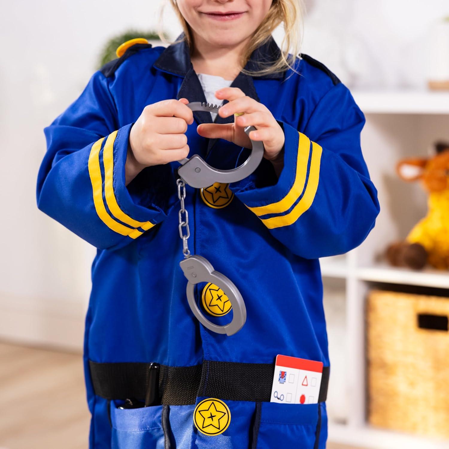 imageMelissa ampamp Doug Police Officer Costume DressUp Set for Kids 8Piece  Pretend Play Uniform with Badge Hat Handcuffs ampamp Accessories  Role Play Outfit for Toddlers ampamp Children Ages 3