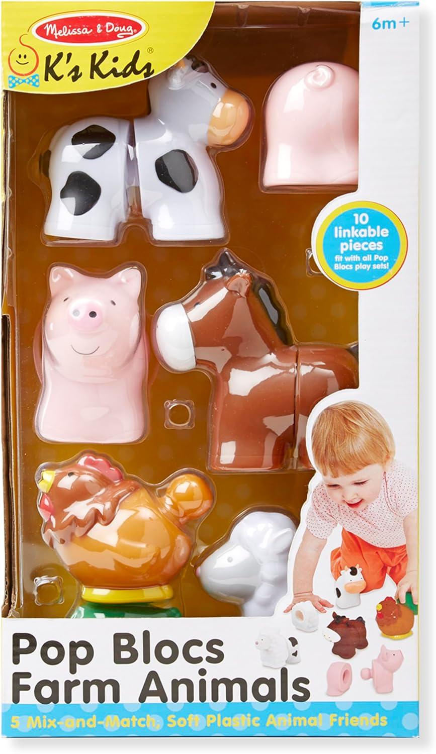 imageMelissa ampamp Doug Pop Blocs Farm Animals Educational Baby Toy  10 Linkable PiecesBaby Toy