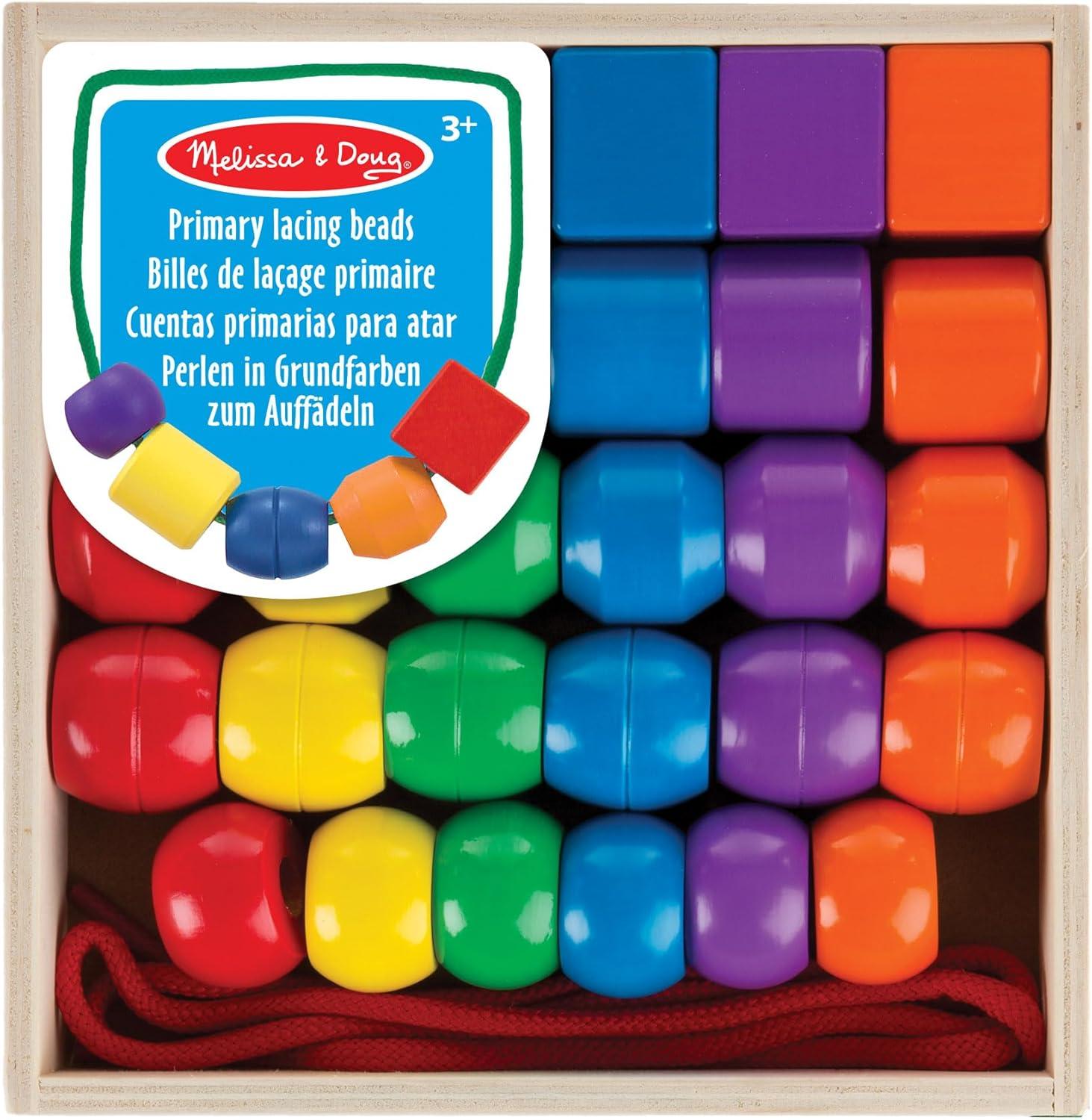imageMelissa ampamp Doug Primary Lacing Beads  Educational Toy with 30 Wooden Beads and 2 Laces for Toddlers Fine Motor Skills Lacing Toys for Toddlers and Kids Ages 3