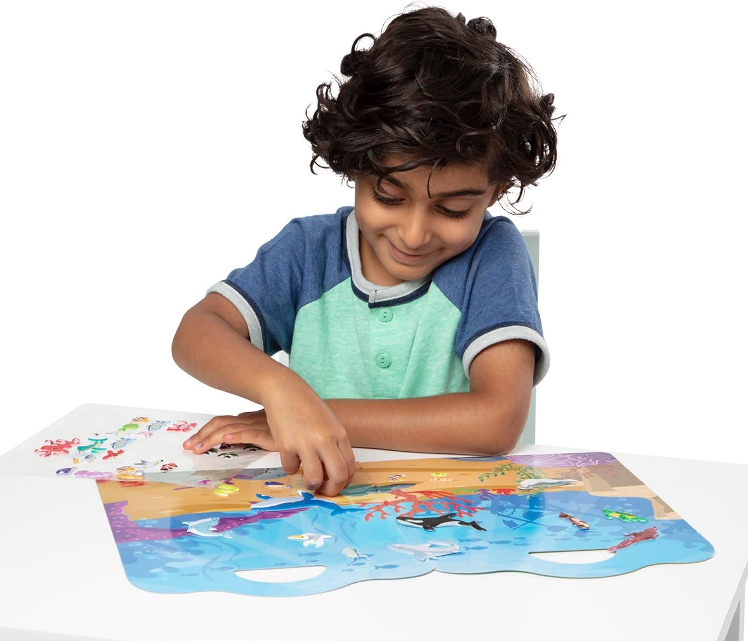 imageMelissa ampamp Doug Puffy Sticker Activity Books Set of 3  DressUp Princess ampamp Mermaid with 208 Reusable Stickers and FoldOut Scenes MessFree Travel Toys for Kids Ages 4  FSC CertifiedSafari  Dinosaur  Ocean