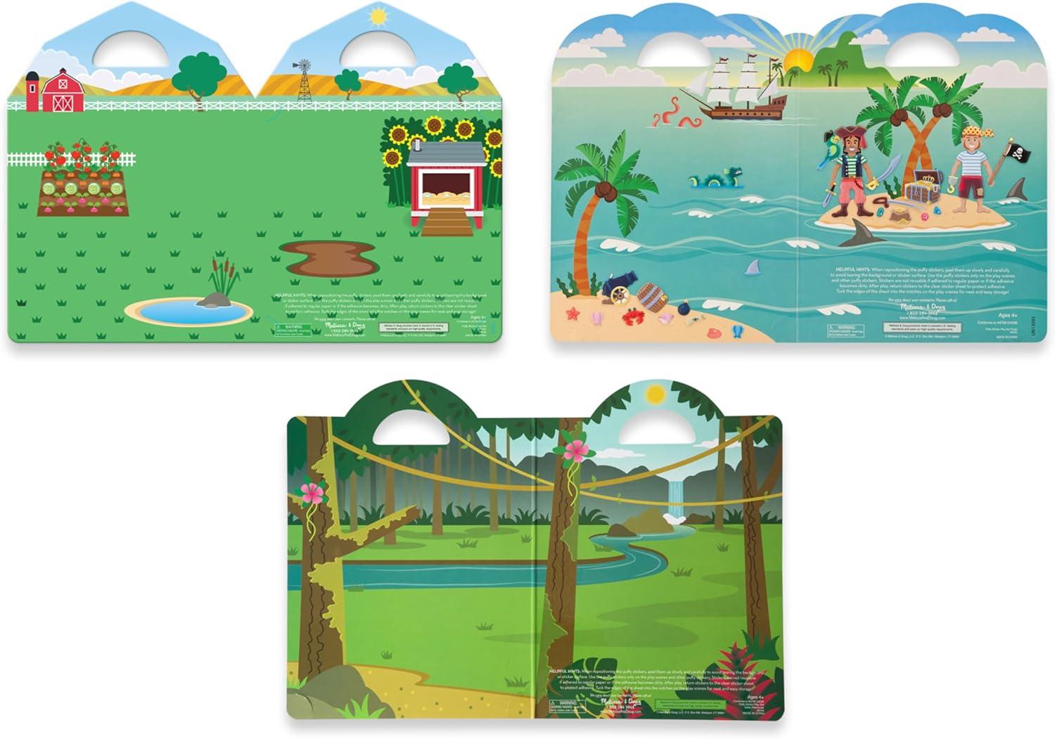 imageMelissa ampamp Doug Puffy Sticker Activity Books Set of 3  DressUp Princess ampamp Mermaid with 208 Reusable Stickers and FoldOut Scenes MessFree Travel Toys for Kids Ages 4  FSC CertifiedPirate  Safari  Farm