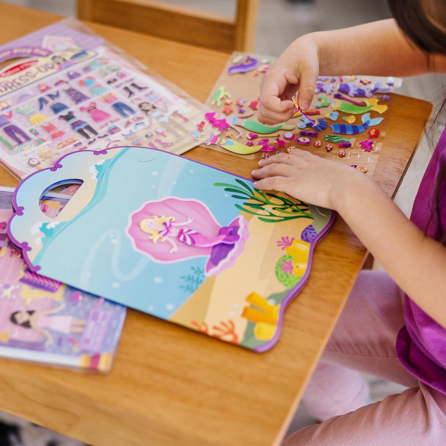 imageMelissa ampamp Doug Puffy Sticker Activity Books Set of 3  DressUp Princess ampamp Mermaid with 208 Reusable Stickers and FoldOut Scenes MessFree Travel Toys for Kids Ages 4  FSC CertifiedDressUp  Princess  Mermaid