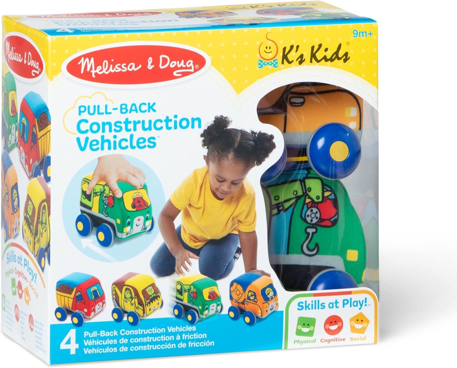 imageMelissa ampamp Doug PullBack Construction Vehicles  Soft Baby Toy Play Set of 4 VehiclesStandard Packaging