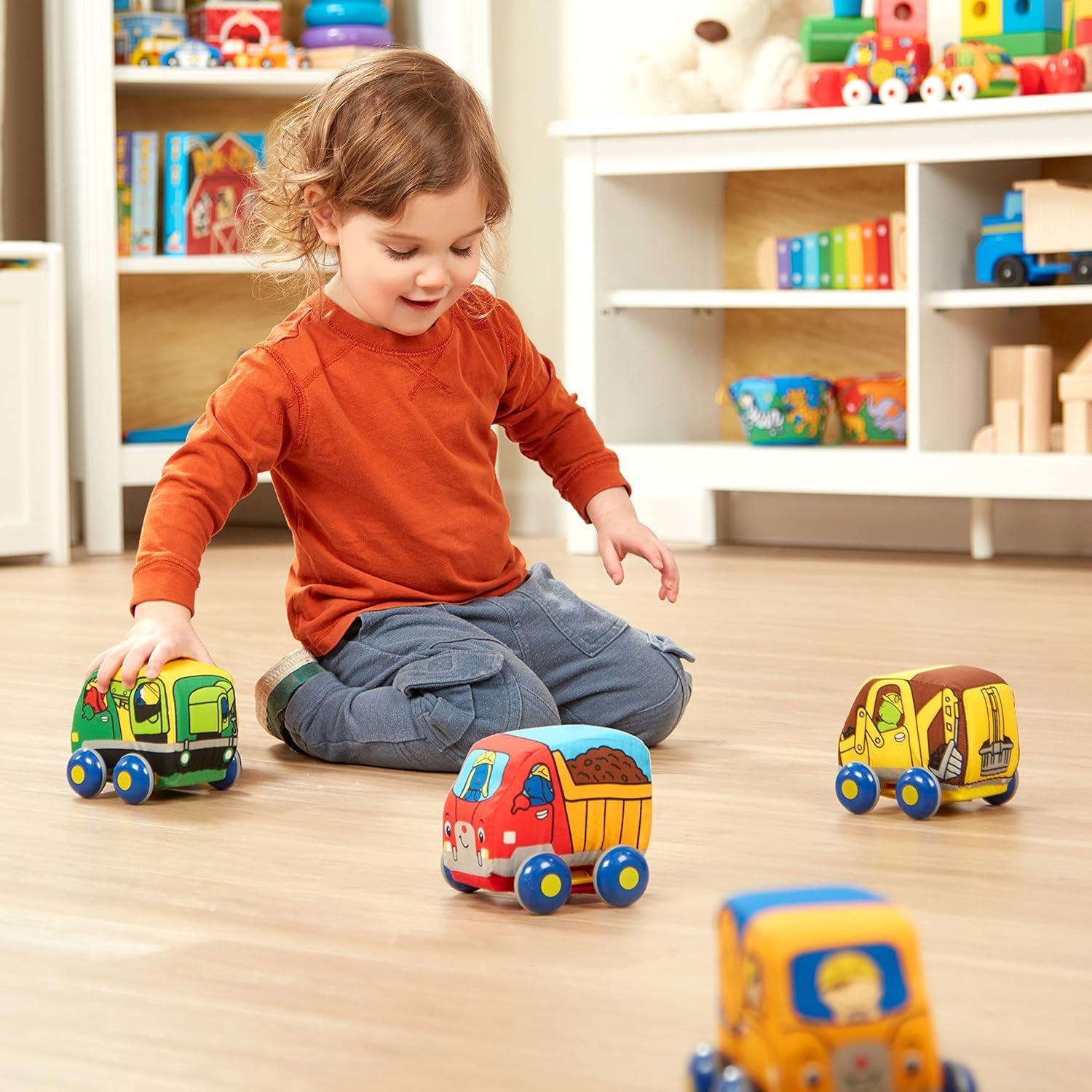 imageMelissa ampamp Doug PullBack Construction Vehicles  Soft Baby Toy Play Set of 4 VehiclesStandard Packaging