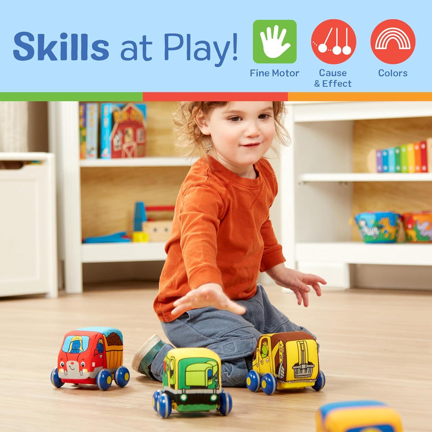 imageMelissa ampamp Doug PullBack Construction Vehicles  Soft Baby Toy Play Set of 4 VehiclesStandard Packaging