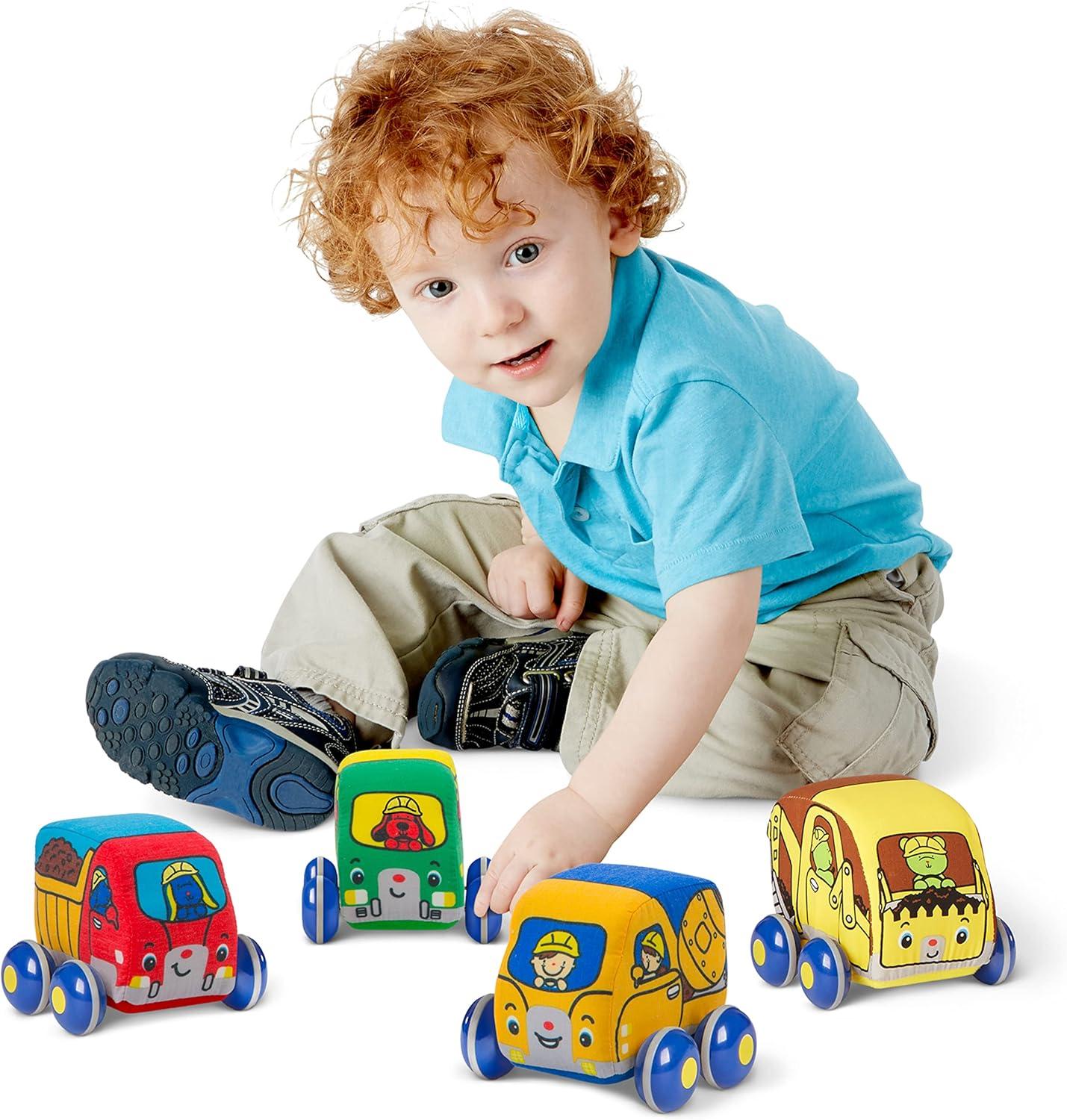 imageMelissa ampamp Doug PullBack Construction Vehicles  Soft Baby Toy Play Set of 4 VehiclesStandard Packaging