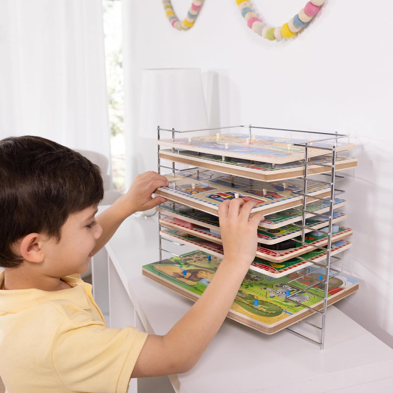 imageMelissa ampamp Doug Puzzle Storage Rack  Wire Rack Holds 12 PuzzlesDeluxe Fit