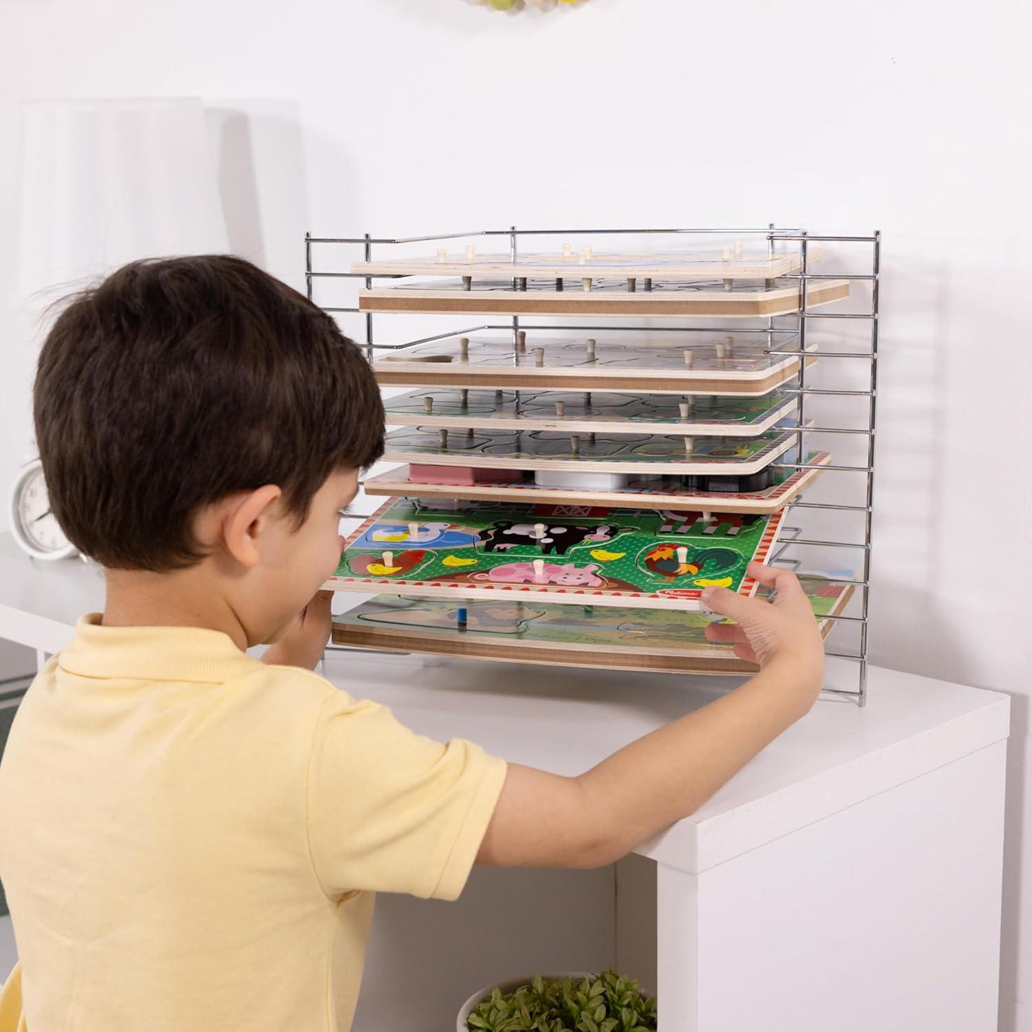 imageMelissa ampamp Doug Puzzle Storage Rack  Wire Rack Holds 12 PuzzlesDeluxe Fit