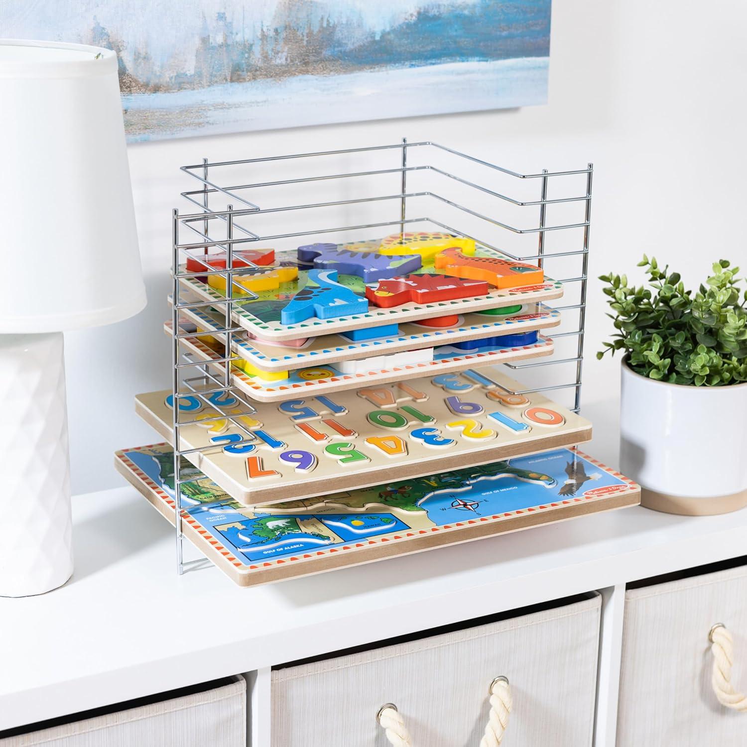imageMelissa ampamp Doug Puzzle Storage Rack  Wire Rack Holds 12 PuzzlesDeluxe Fit