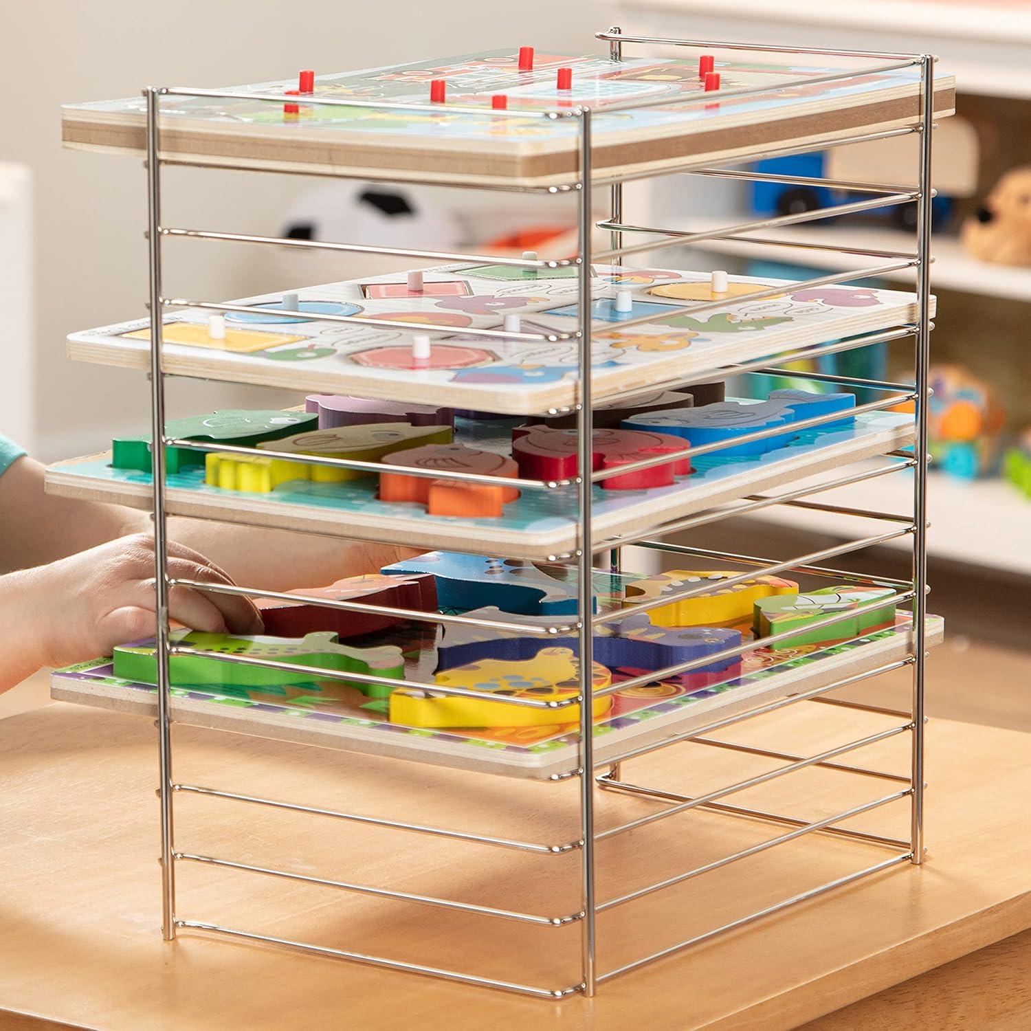 imageMelissa ampamp Doug Puzzle Storage Rack  Wire Rack Holds 12 PuzzlesMulti Fit