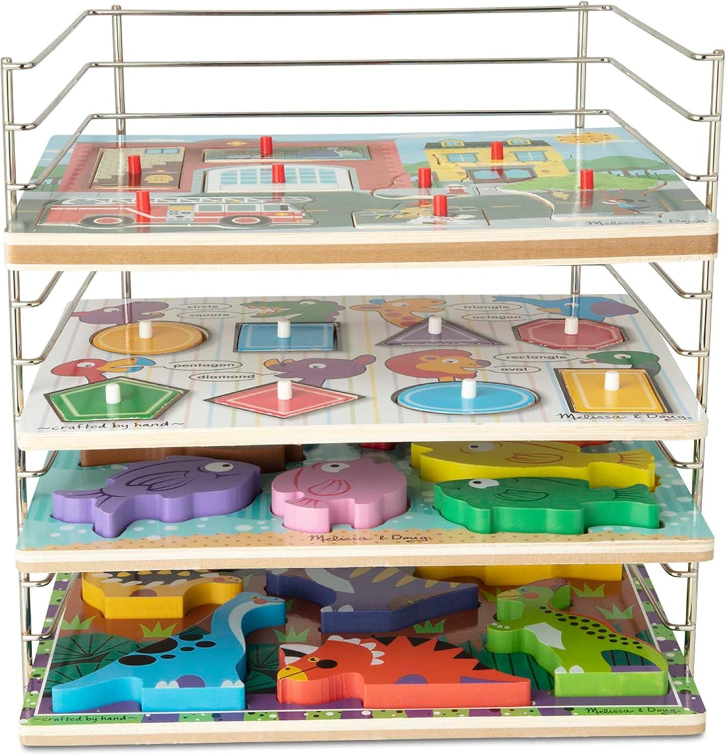 imageMelissa ampamp Doug Puzzle Storage Rack  Wire Rack Holds 12 PuzzlesMulti Fit
