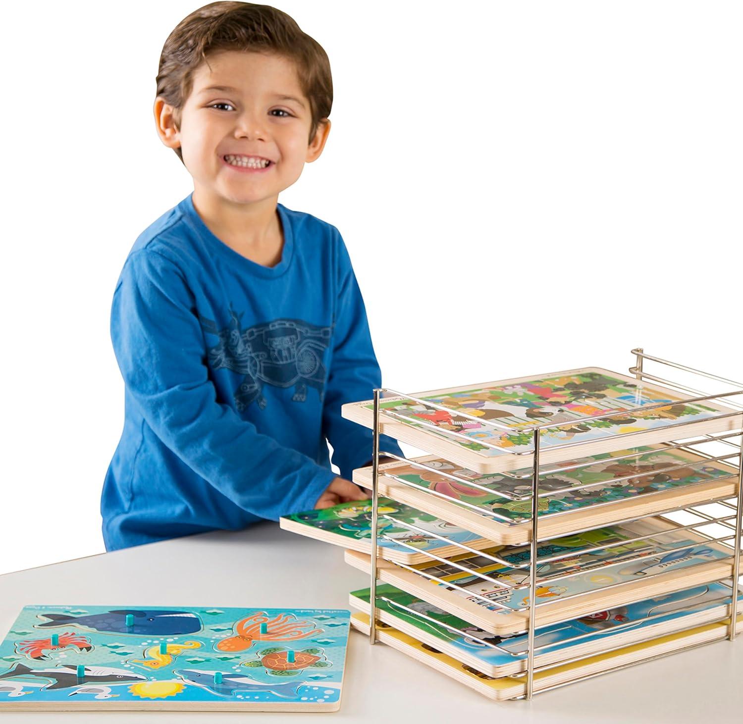 imageMelissa ampamp Doug Puzzle Storage Rack  Wire Rack Holds 12 PuzzlesSingle Fit