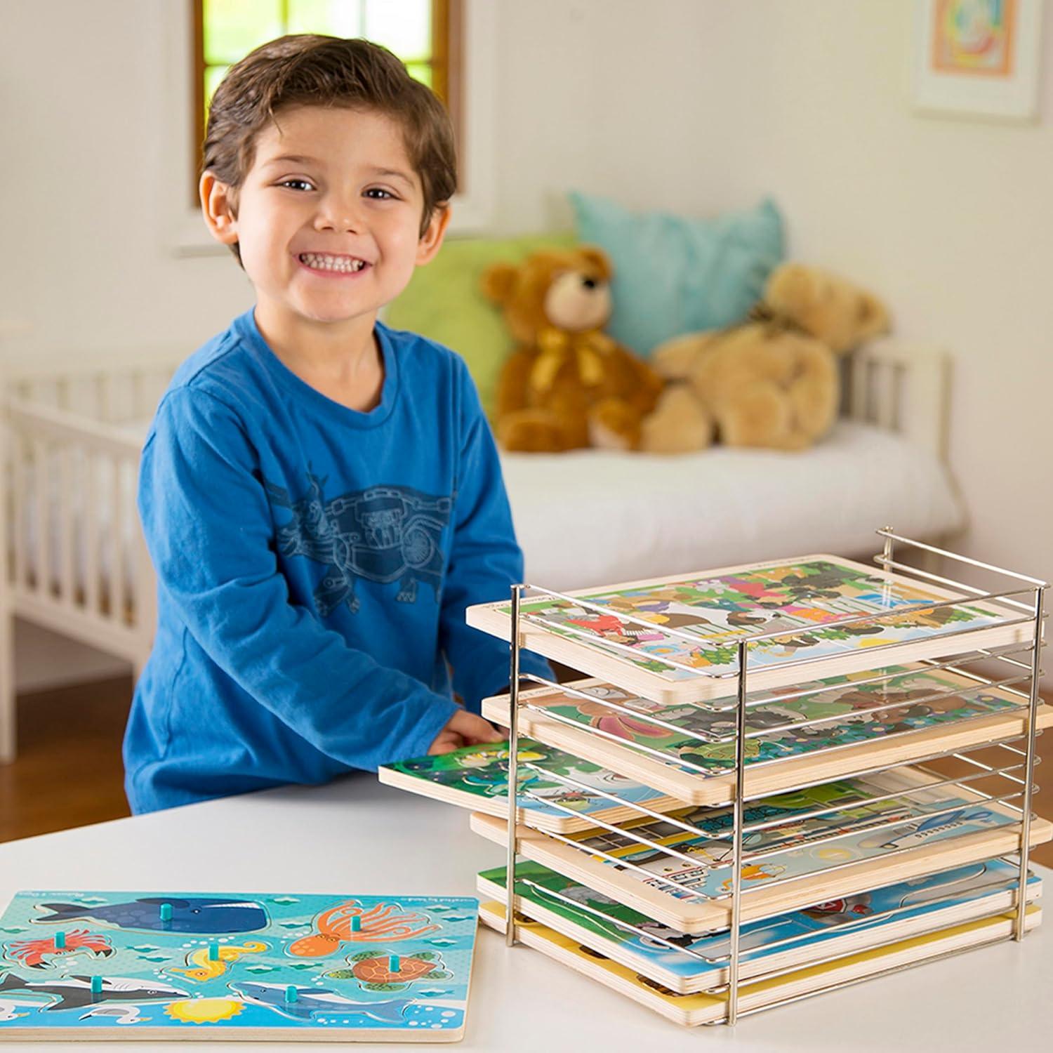 imageMelissa ampamp Doug Puzzle Storage Rack  Wire Rack Holds 12 PuzzlesSingle Fit