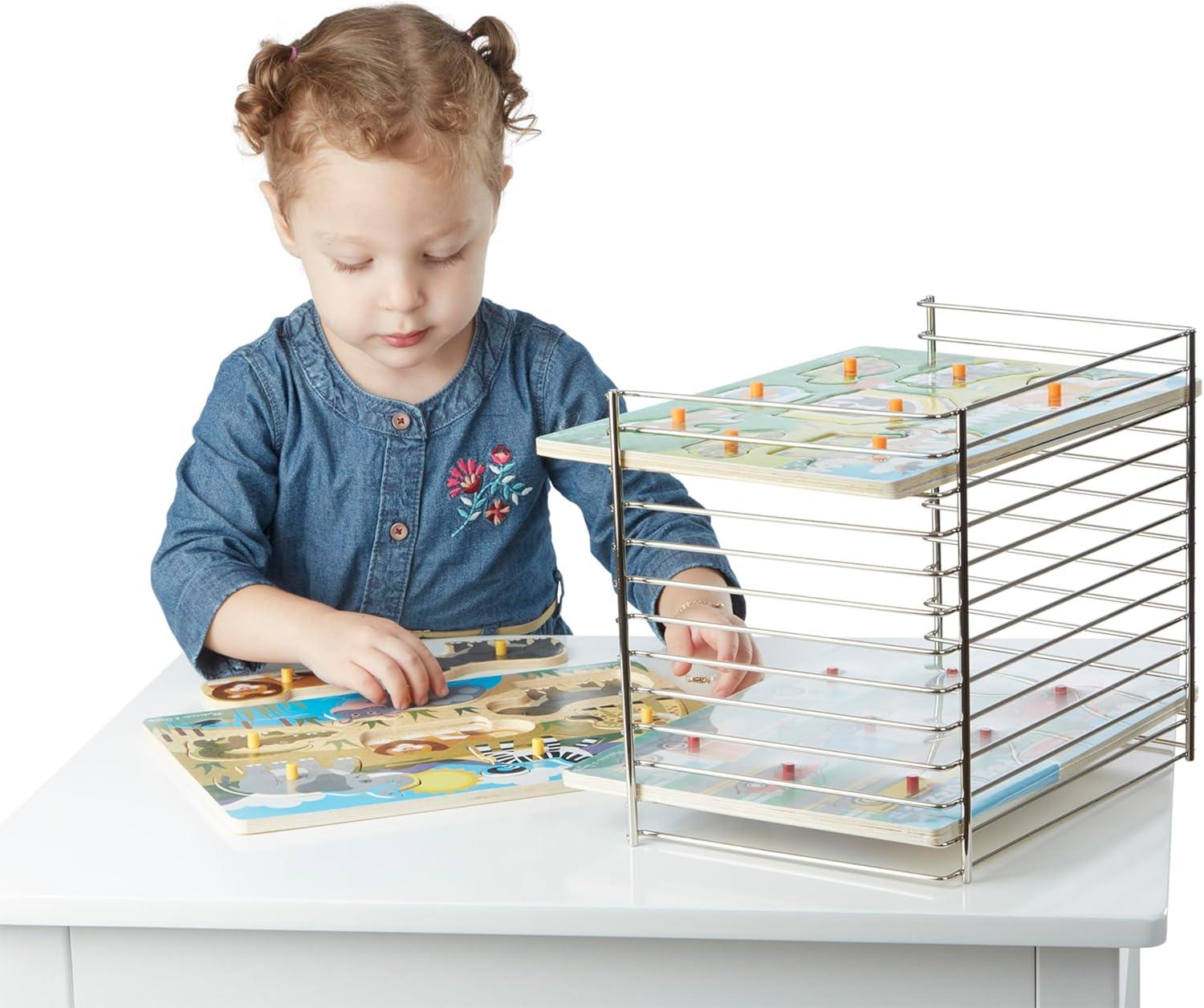 imageMelissa ampamp Doug Puzzle Storage Rack  Wire Rack Holds 12 PuzzlesSingle Fit