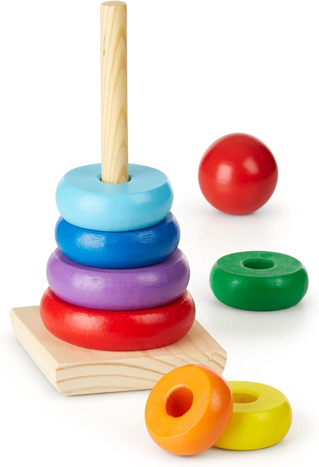 imageMelissa ampamp Doug Rainbow Stacker Wooden Ring Educational Toy  Wooden Stacking Rings Stacker Toys for Toddlers Ages 2