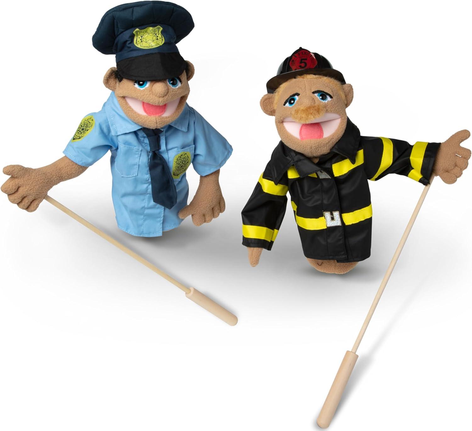 imageMelissa ampamp Doug Rescue Puppet Set  Police Officer and FirefighterPolice Officer and Firefighter