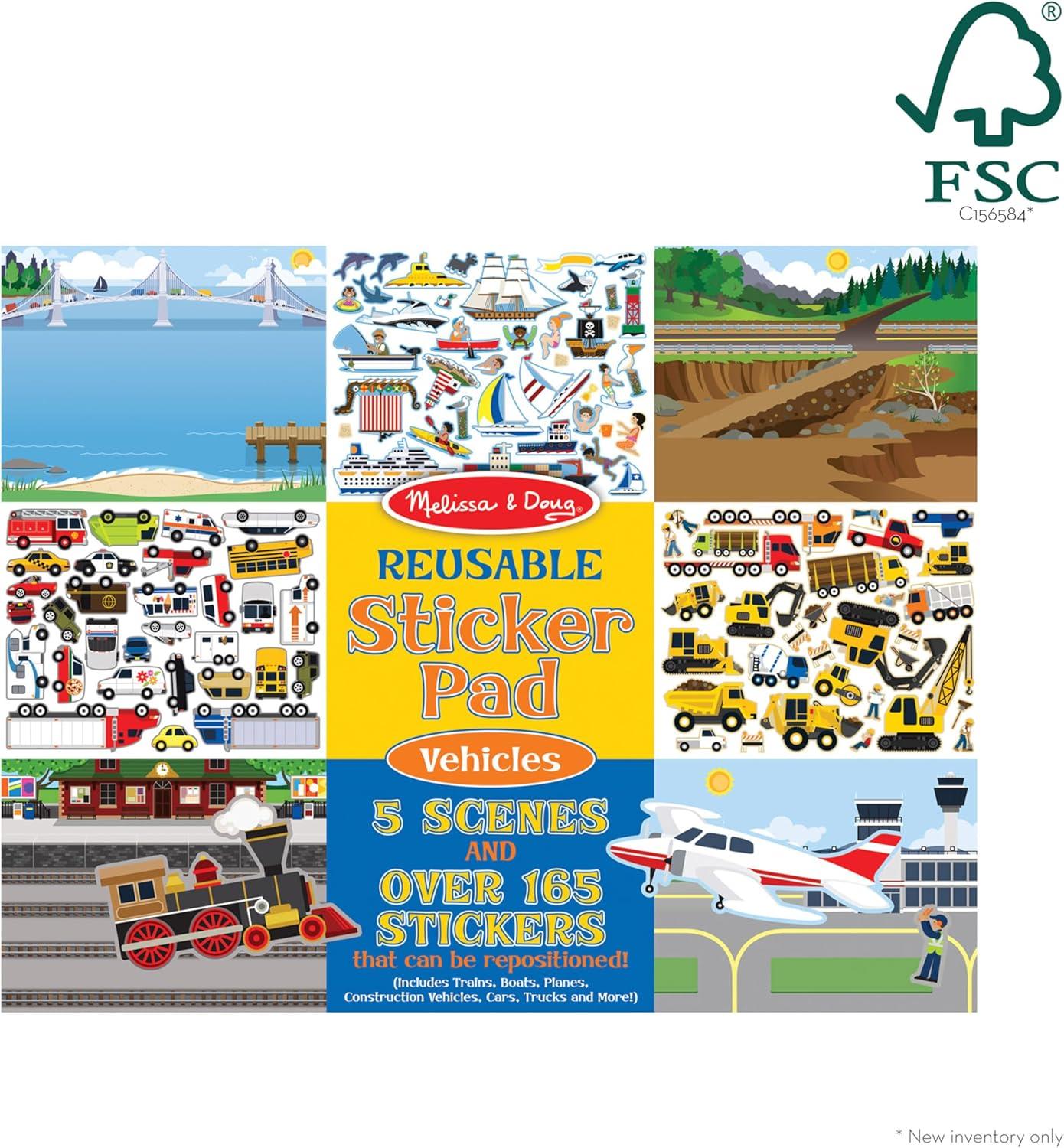 imageMelissa ampamp Doug Reusable Sticker Pad Vehicles  165 Reusable Stickers  FSC Certified