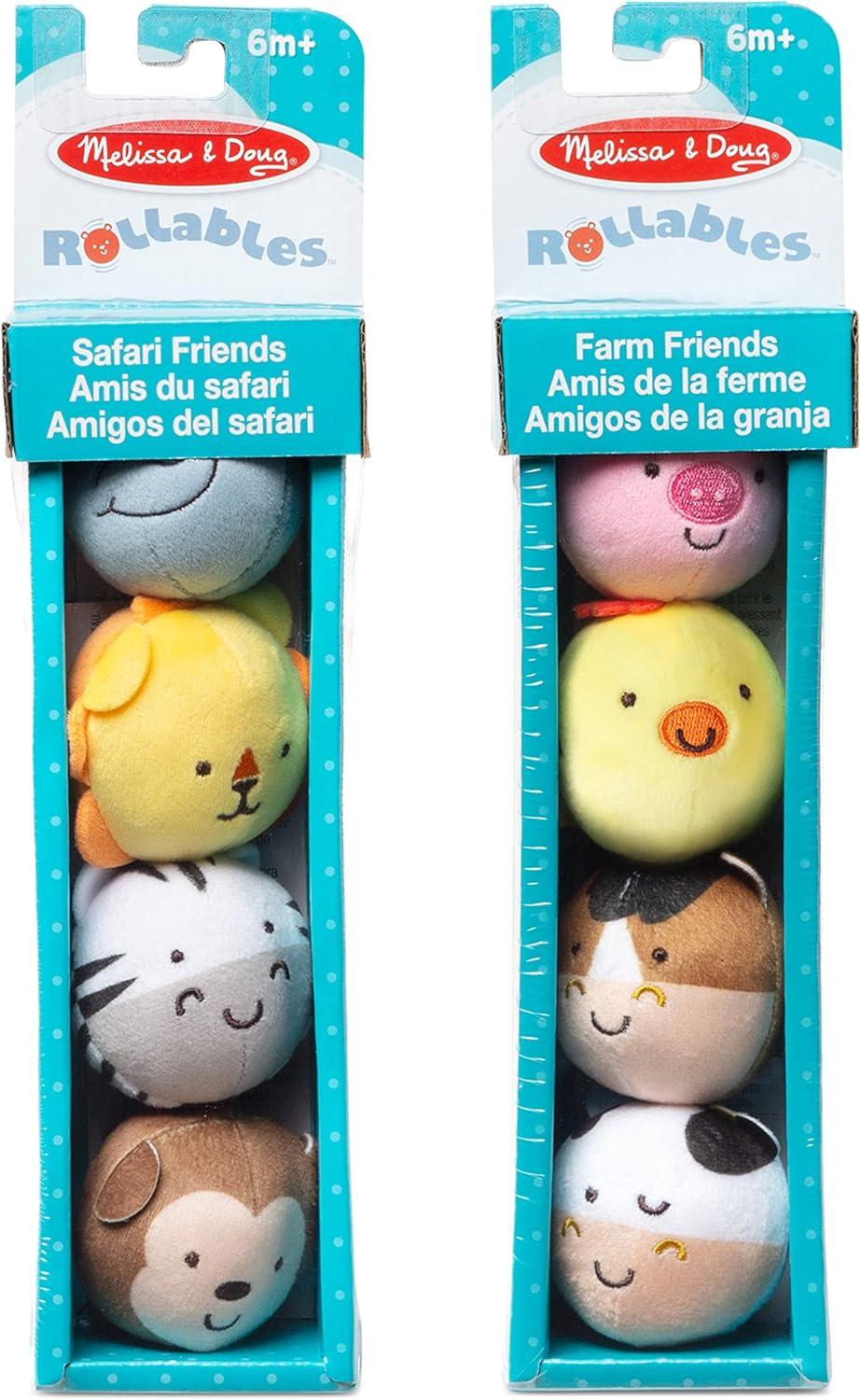 imageMelissa ampamp Doug Rollables Safari and Farm Friends Infant and Toddler Toy 2Pack