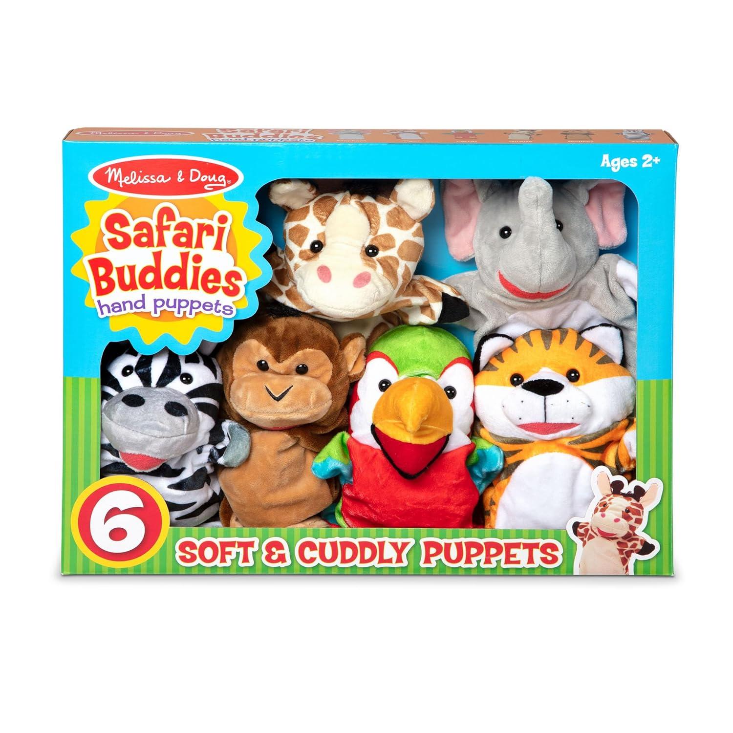 imageMelissa ampamp Doug Safari Buddies Hand Puppets Set of 6 Elephant Tiger Parrot Giraffe Monkey Zebra Soft Plush Puppet Stuffed Animals Pretend Play Toddler Toys for Girls ampamp Boys 2